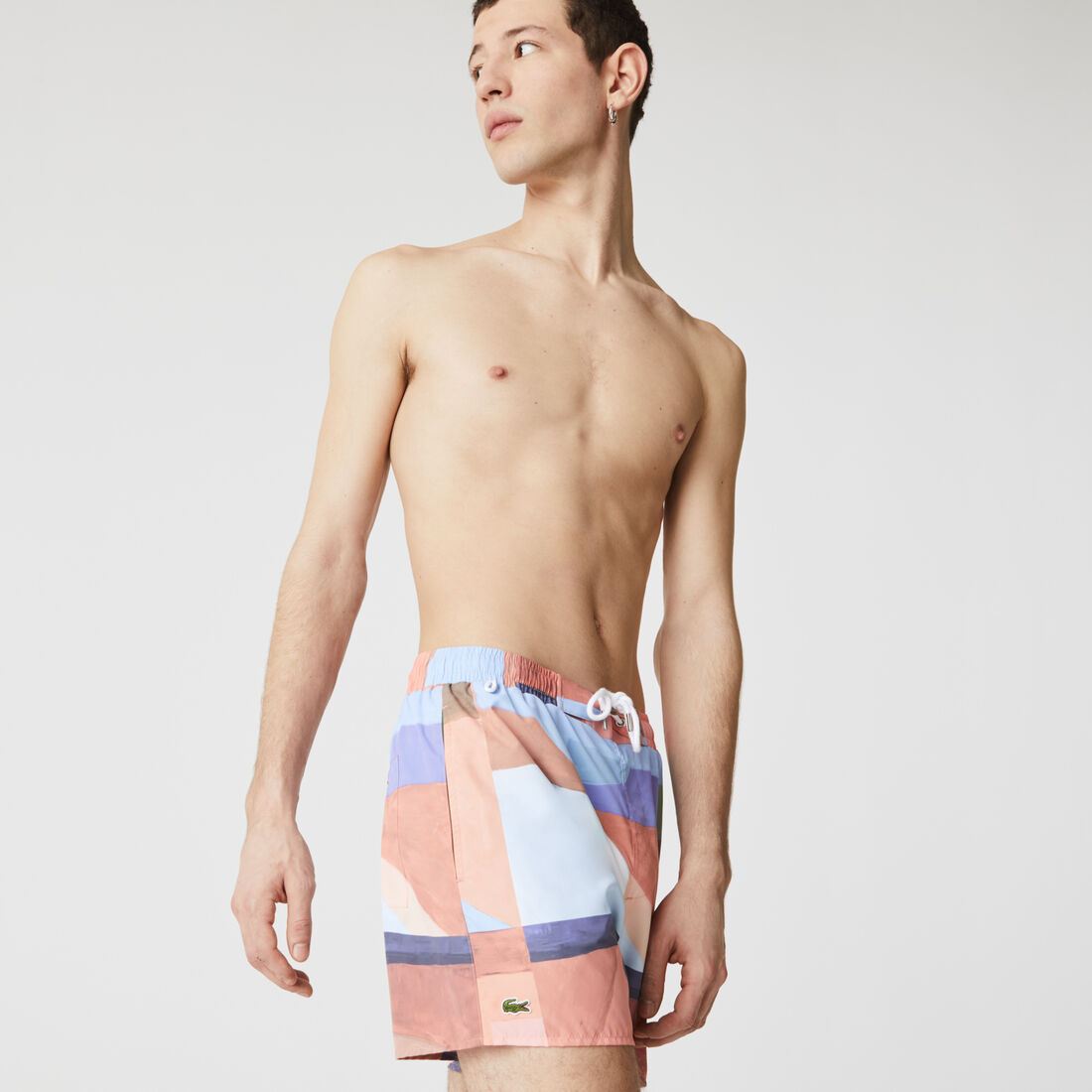 Men’s Lace-Up Waist Print Swimming Trunks