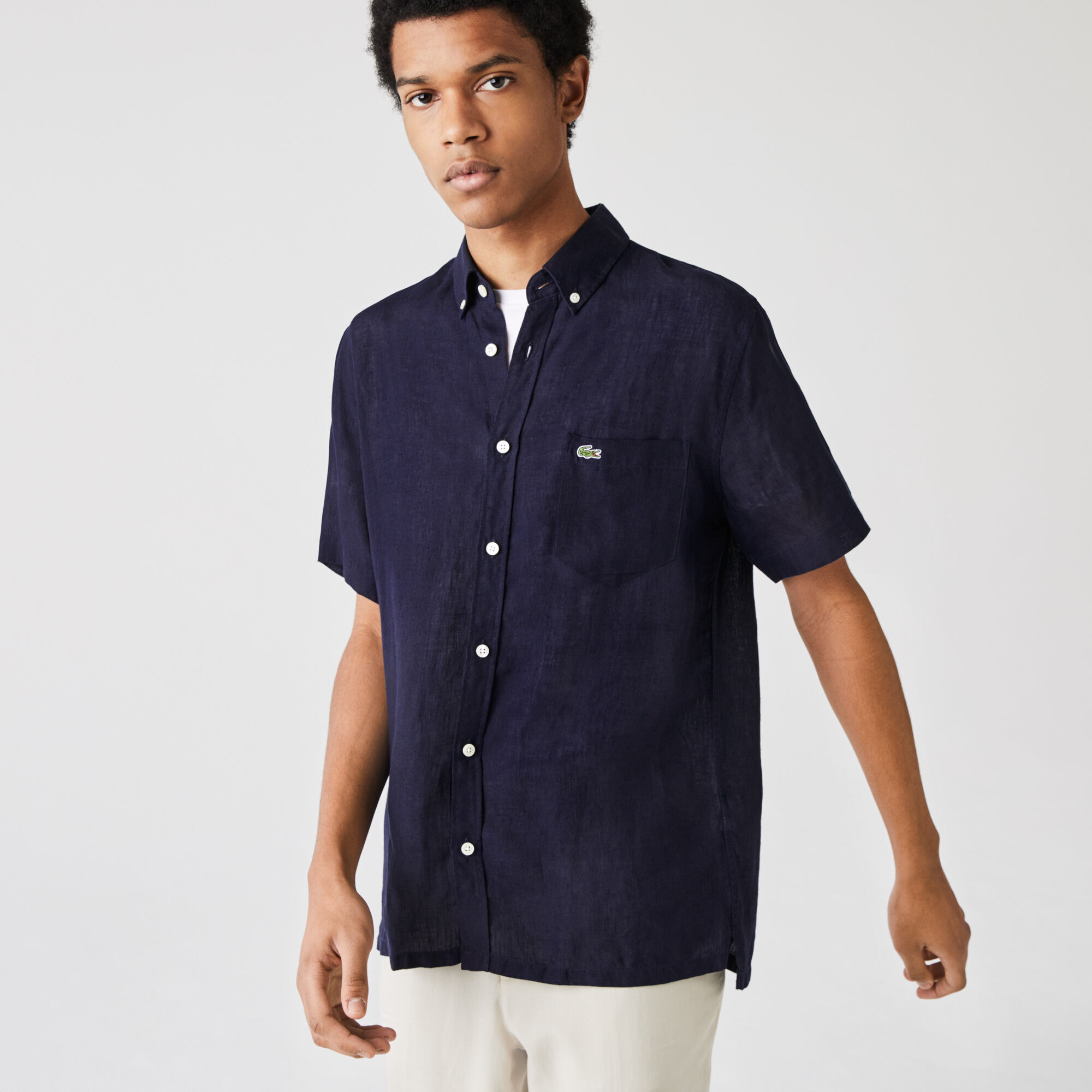 Men's Regular Fit Linen Shirt | Lacoste AE