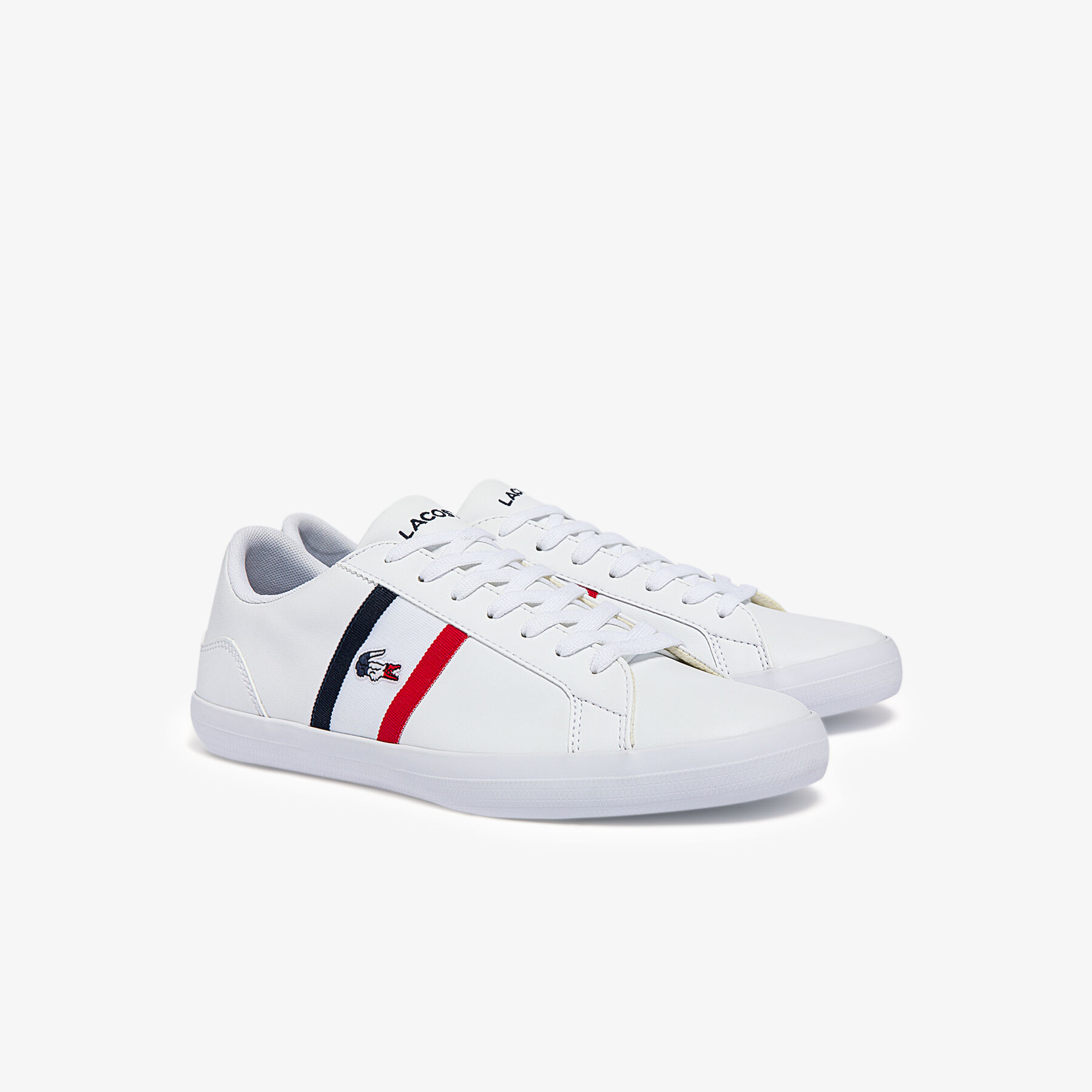 lacoste men s lerond tricolore leather and synthetic trainers