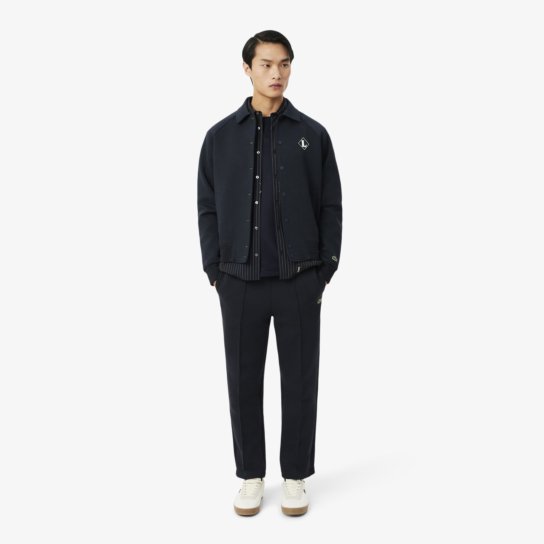 Loose Fit Badge Accent Fleece Polo Shirt - DH1208-00-350