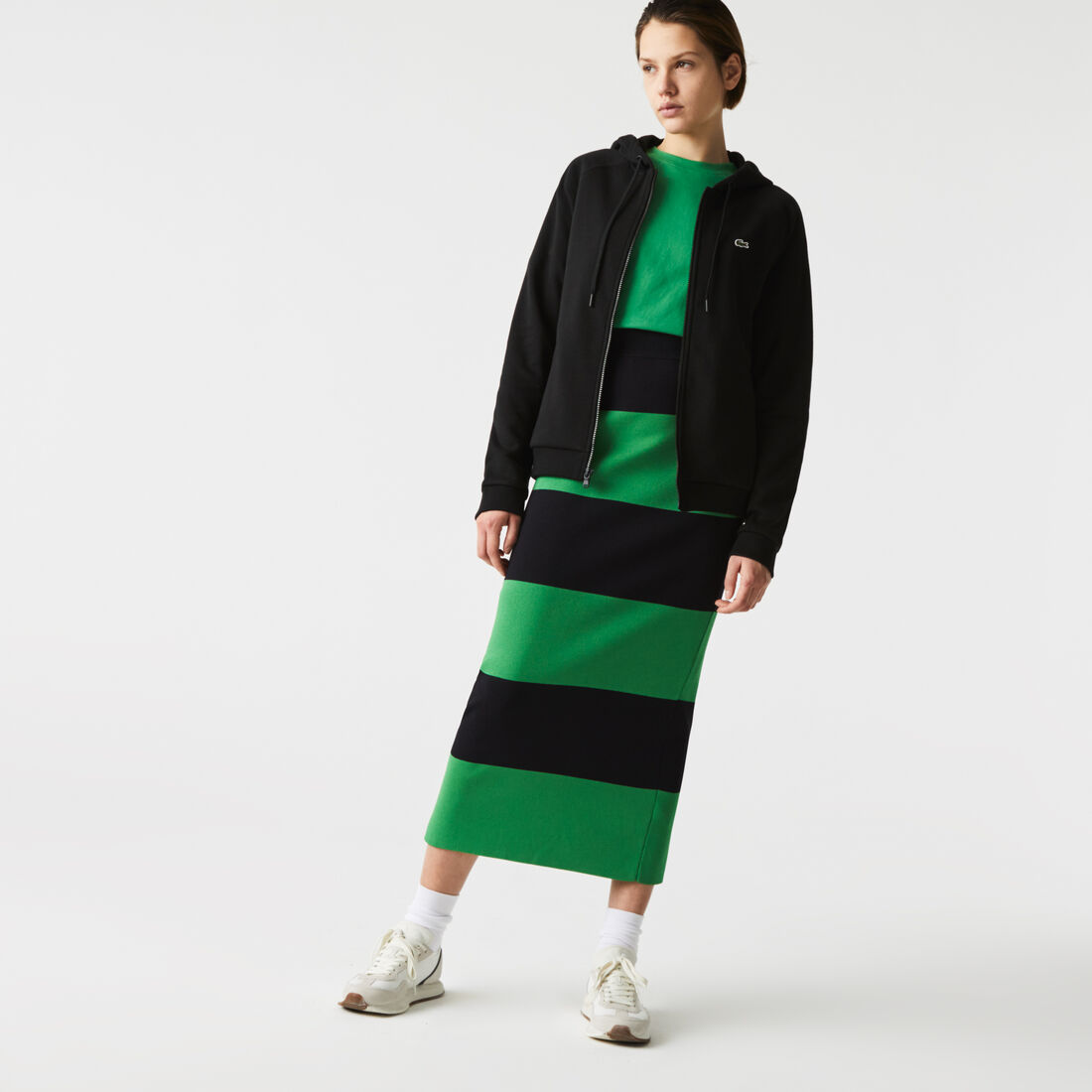 سويت شيرت للتنس من الصوف بسحاب وغطاء رأس مجموعة Lacoste SPORT للنساء