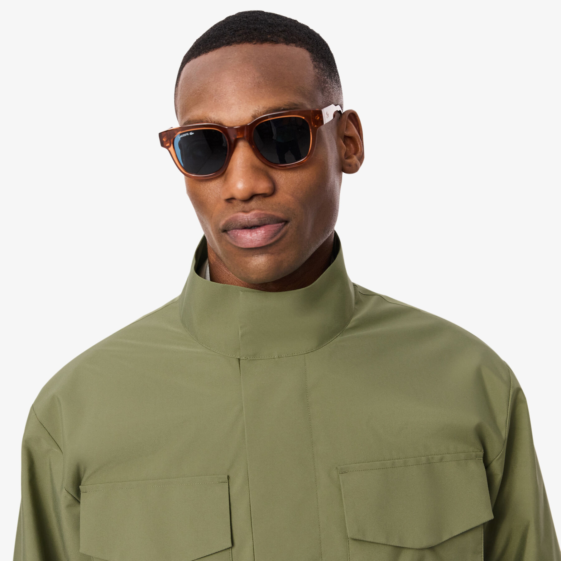 lacoste mid length water repellent windbreaker jacket