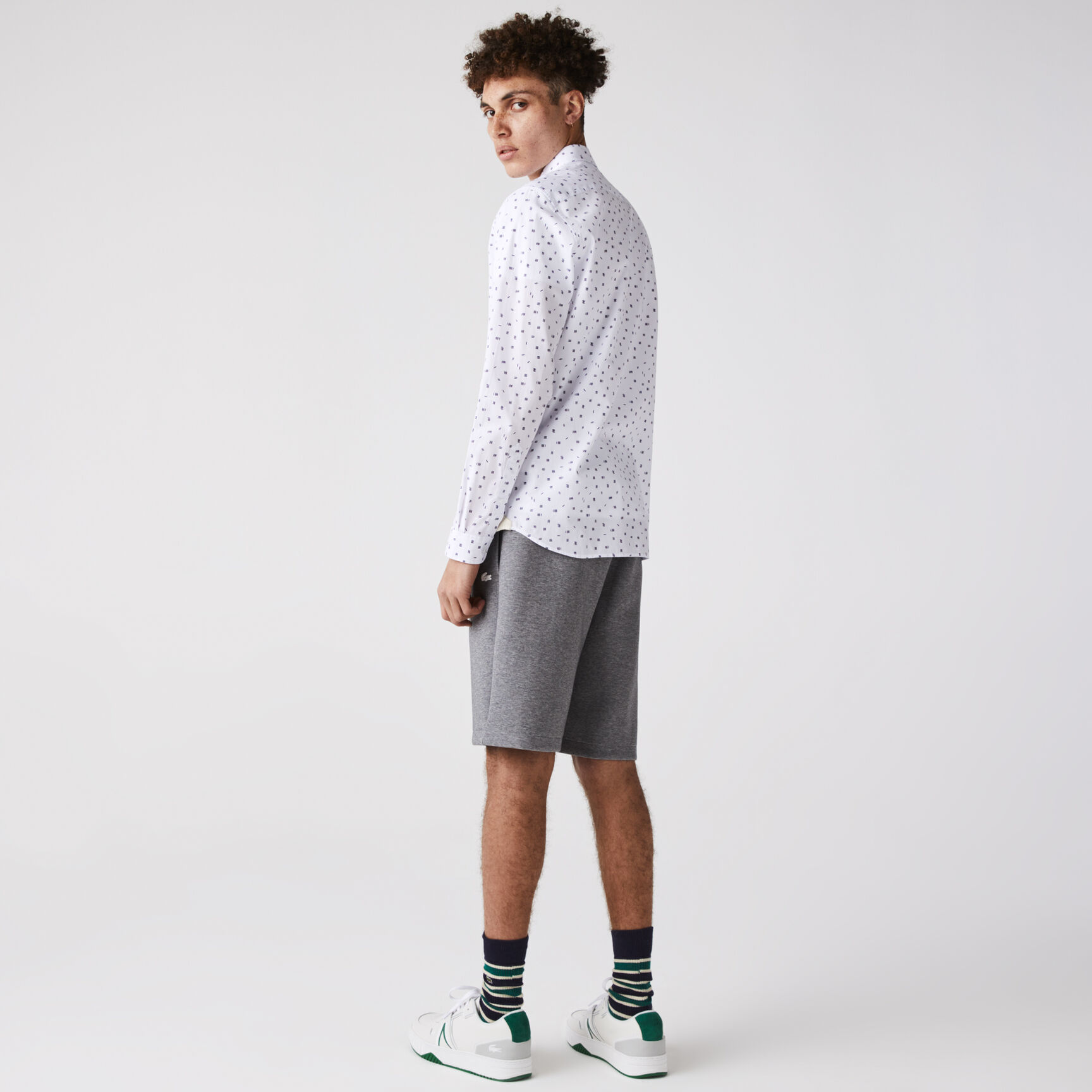 Men’s Slim Fit Finely Patterned Cotton Poplin Shirt