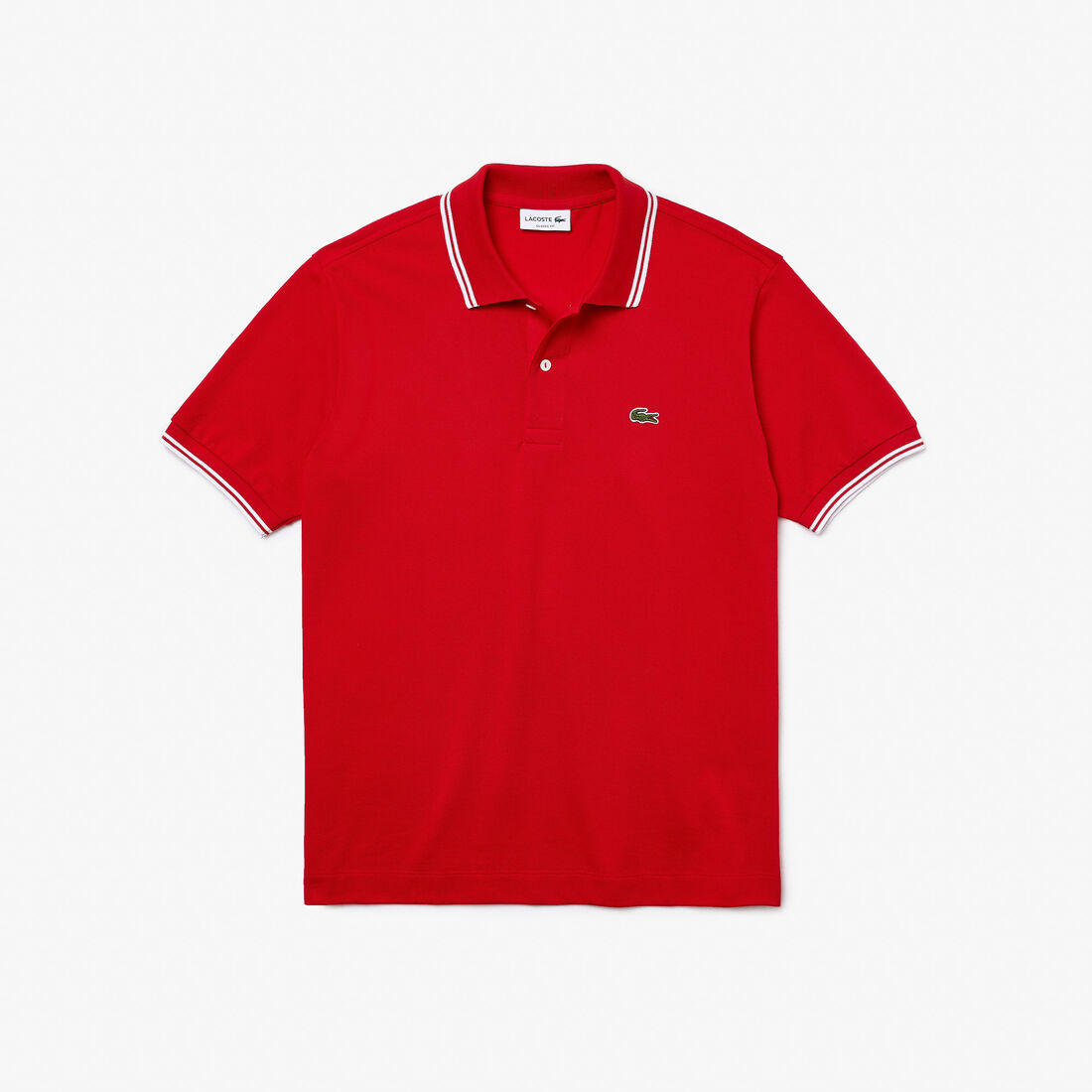 Men’s Lacoste Classic Fit Striped Accents Cotton Piqué Polo Shirt Men’s Lacoste Classic Fit Striped Accents Cotton Piqué Polo Shirt
