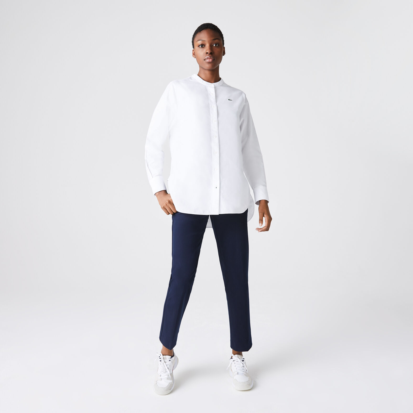 Women’s Regular Fit Mandarin Collar Oxford Cotton Shirt Women’s Regular Fit Mandarin Collar Oxford Cotton Shirt