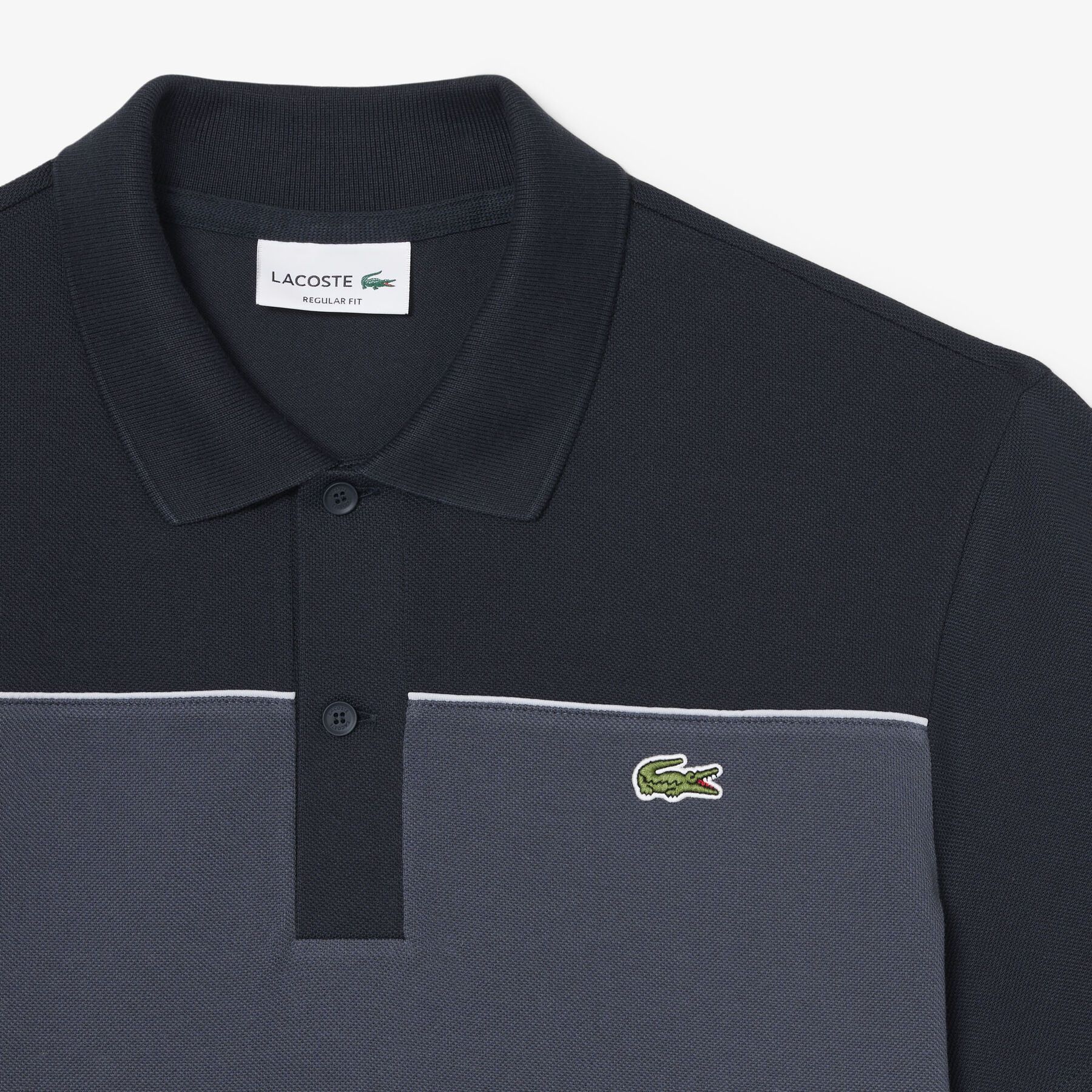 lacoste regular fit colour block pique polo shirt