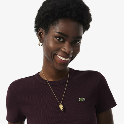 lacoste slim fit ribbed cotton t shirt