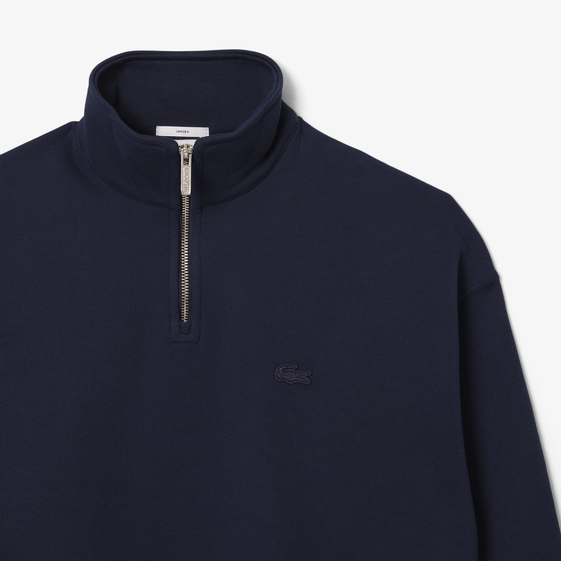 lacoste heavy fleece zipper neck sweatshirt