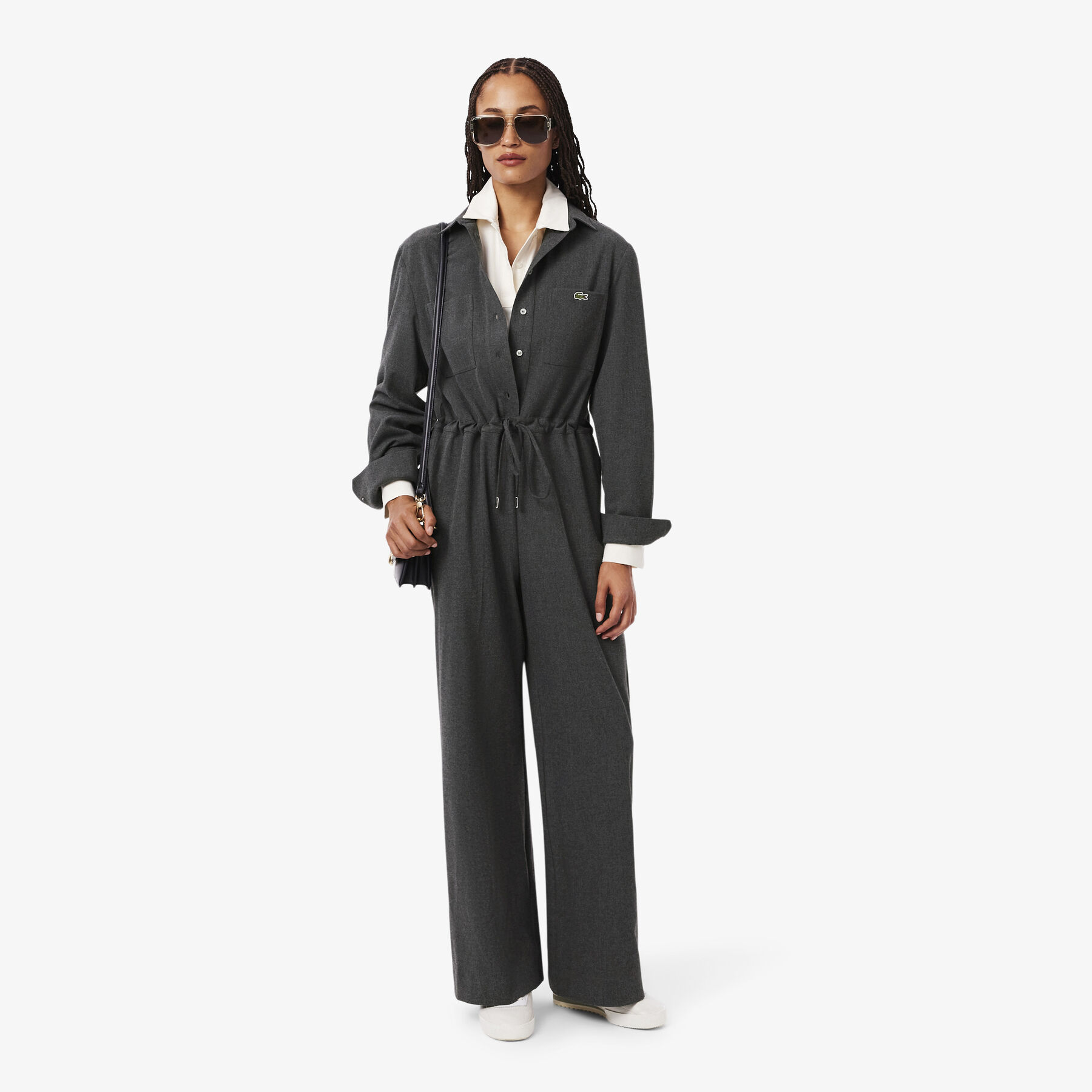lacoste long sleeved flannel jumpsuit