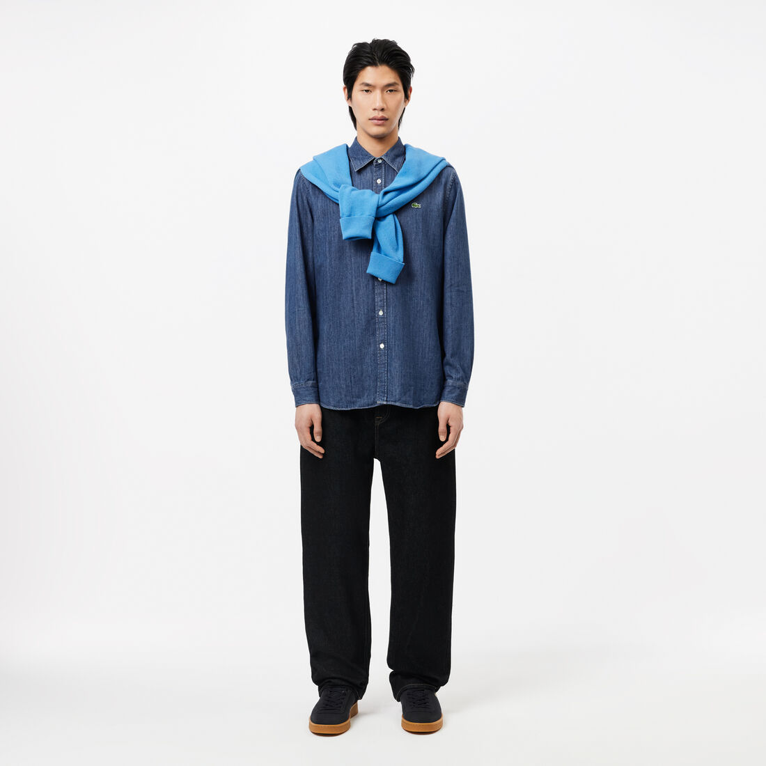 قميص لاكوست دينم قطن عضوي بقصة عادية للرجال Men's Lacoste Regular Fit Organic Cotton Denim Shirt - CH0197-00-CDZ