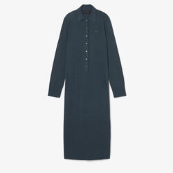 lacoste runway polo collar merino wool blend maxi dress