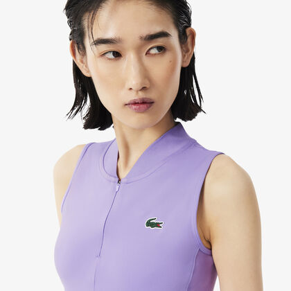 lacoste sleeveless stretch dual fabric tennis polo shirt