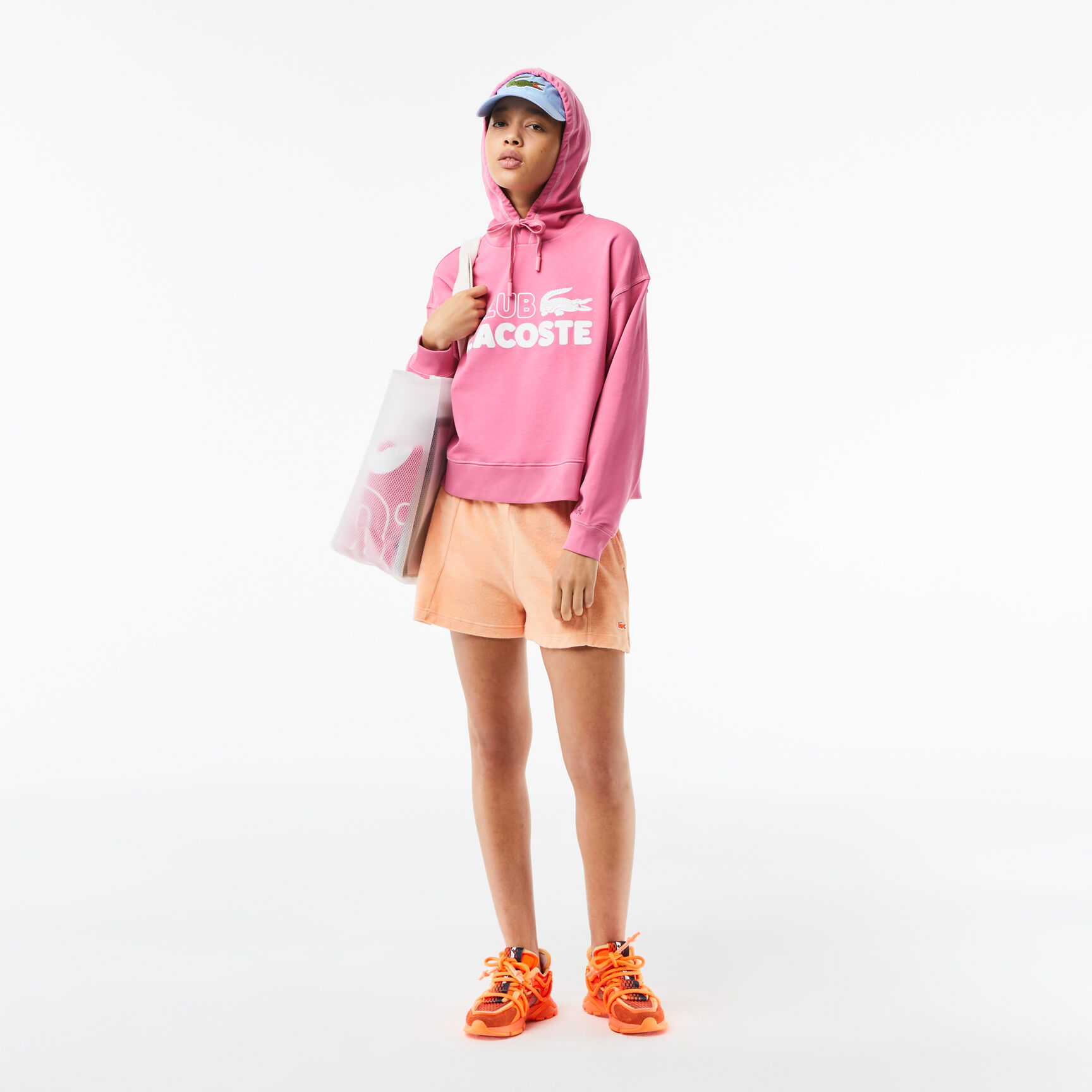 سويت شيرت لاكوست بغطاء للرأس وطبعة بارزة للنساء سويت شيرت لاكوست بغطاء للرأس وطبعة بارزة للنساء