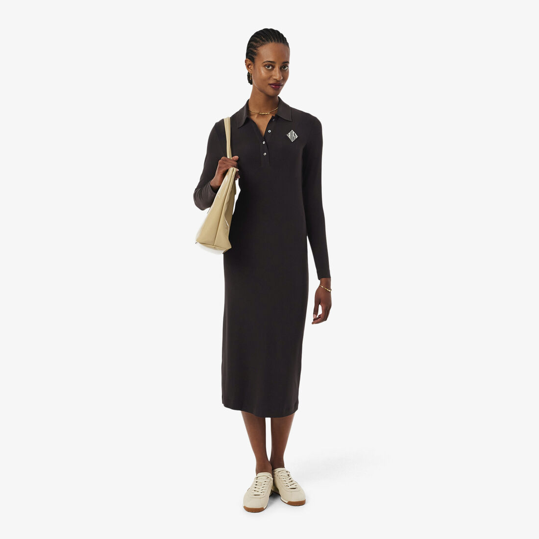 فستان بولو ضيق مزين بشعار الماركة Embroidered Badge Slim Fit Polo Dress - EF9784-00-3LA