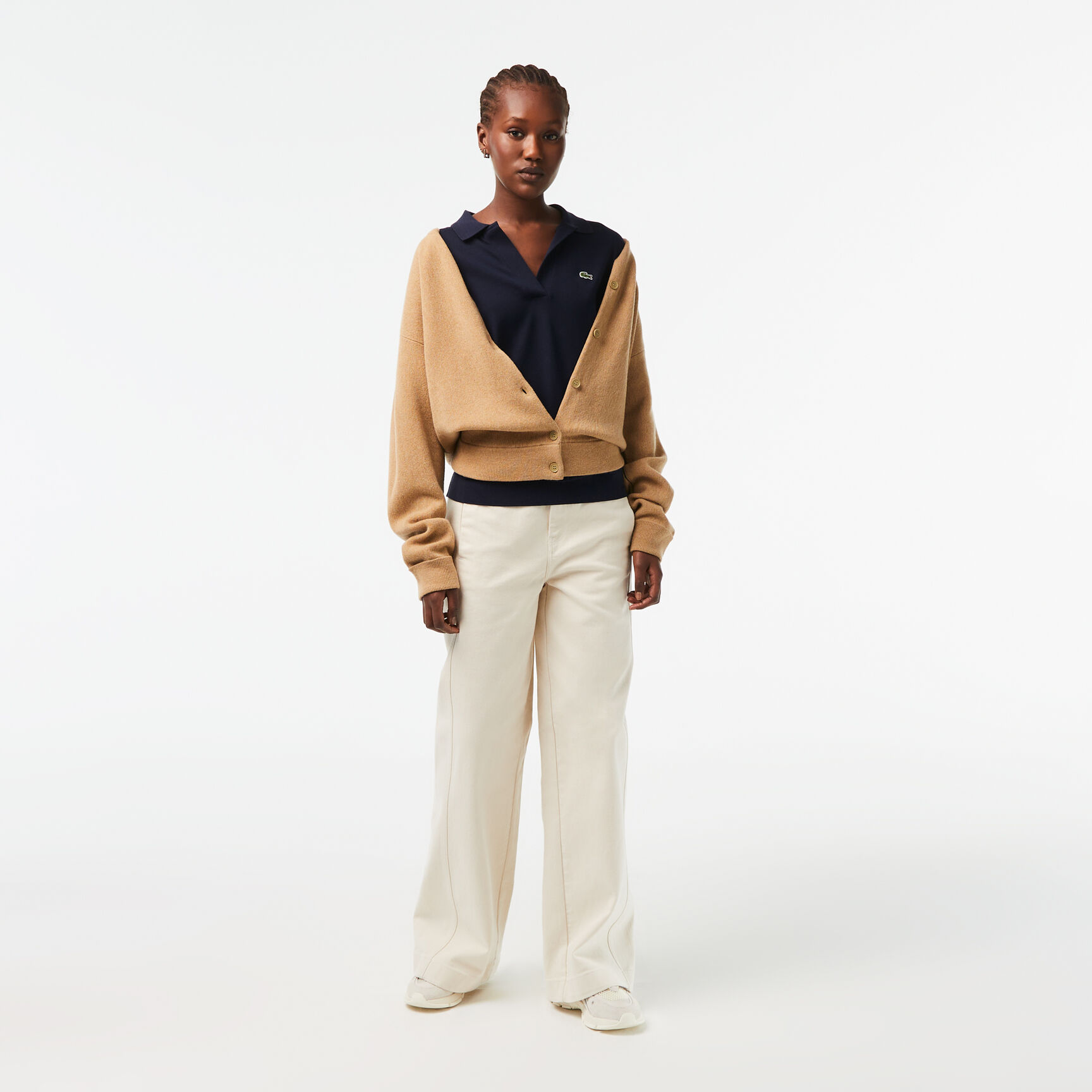 قميص بولو بيكيه سائل بياقة مفتوحة Women's Lacoste Flowy Pique Polo Shirt - PF0504-00-166