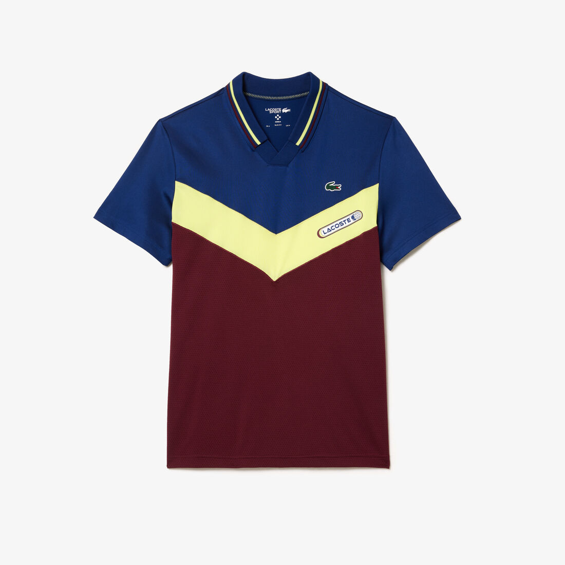 تي شيرت بولو بنقشة شعار الماركة وياقة بلون مغاير وقصّة كلاسيكية Slim Fit Lacoste Tennis x Daniil Medvedev Seamless Effect Polo Shirt - DH1099-00-IZF