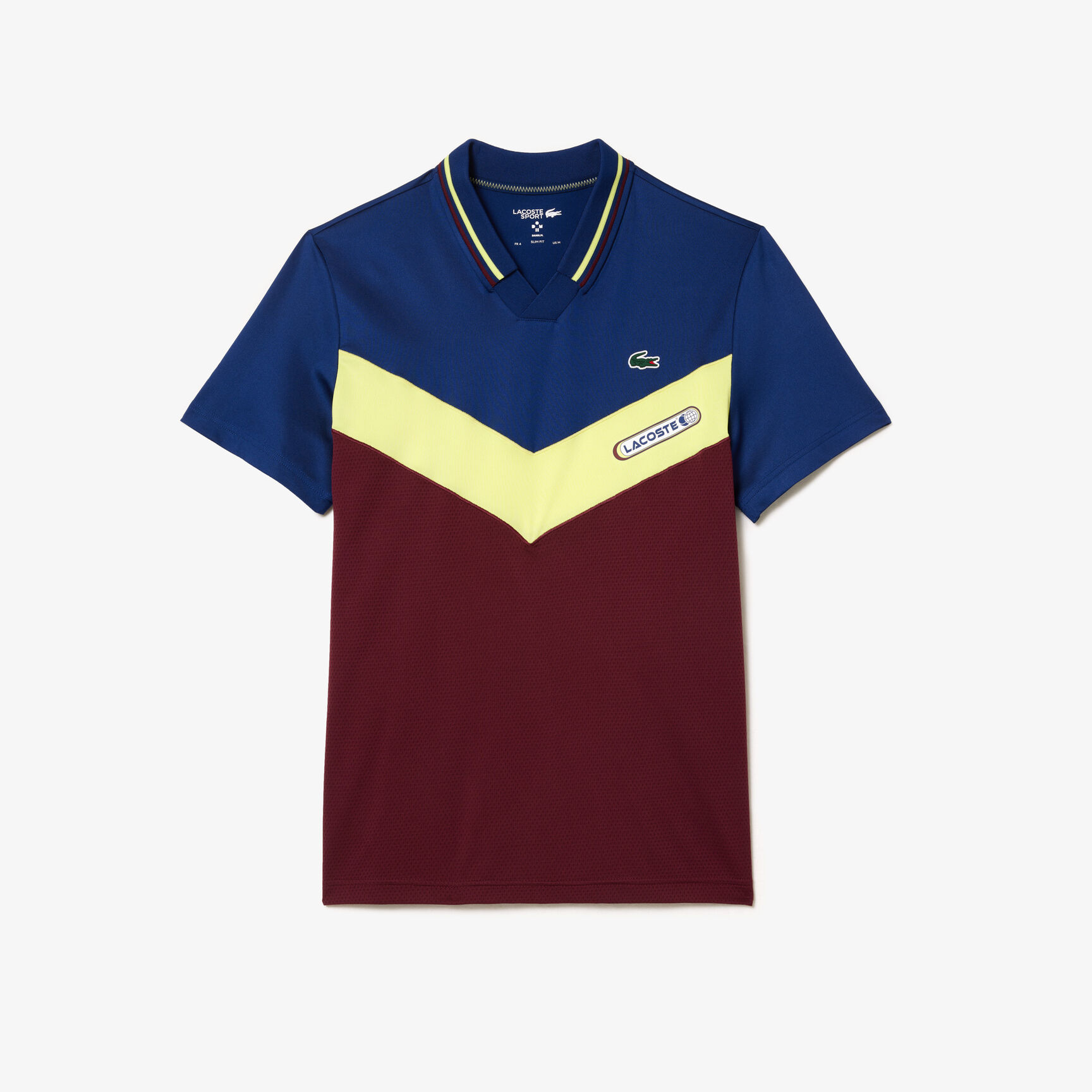 تي شيرت بولو بنقشة شعار الماركة وياقة بلون مغاير وقصّة كلاسيكية Slim Fit Lacoste Tennis x Daniil Medvedev Seamless Effect Polo Shirt - DH1099-00-IZF