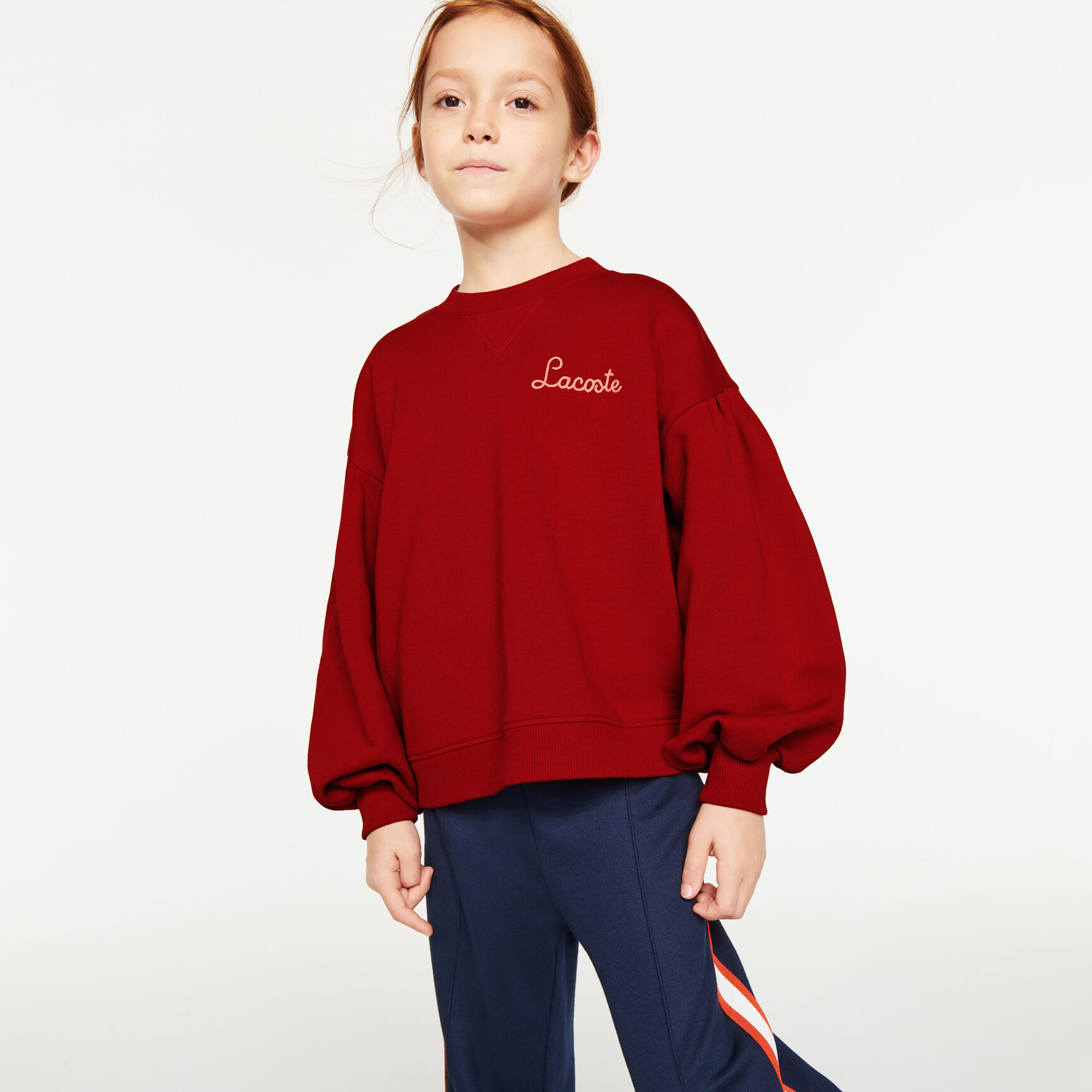 Girls’ Puff Sleeved Embroidered Cotton Fleece Sweatshirt Girls’ Puff Sleeved Embroidered Cotton Fleece Sweatshirt