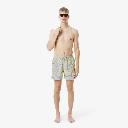 Mid Length Print Swim Trunks