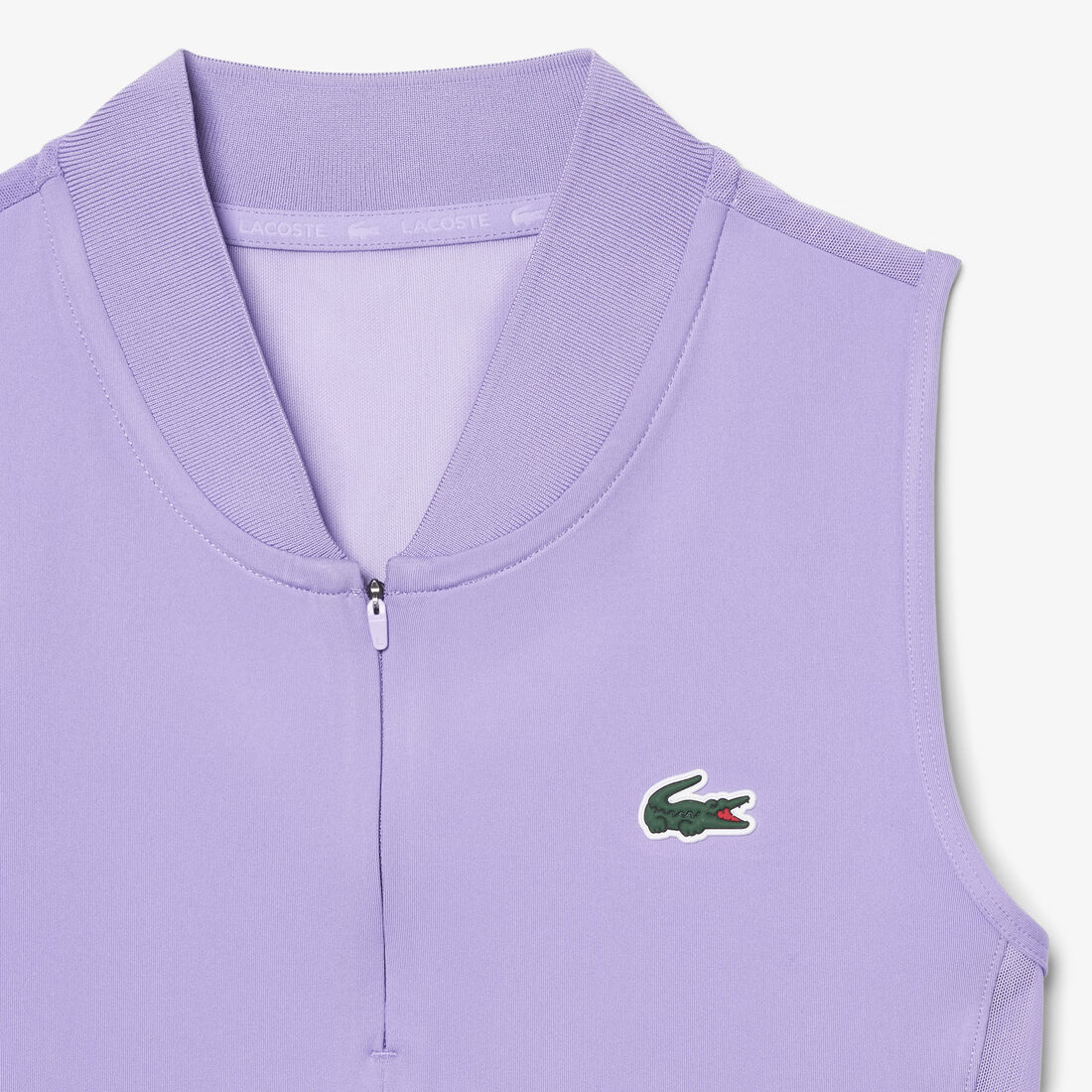 lacoste sleeveless stretch dual fabric tennis polo shirt