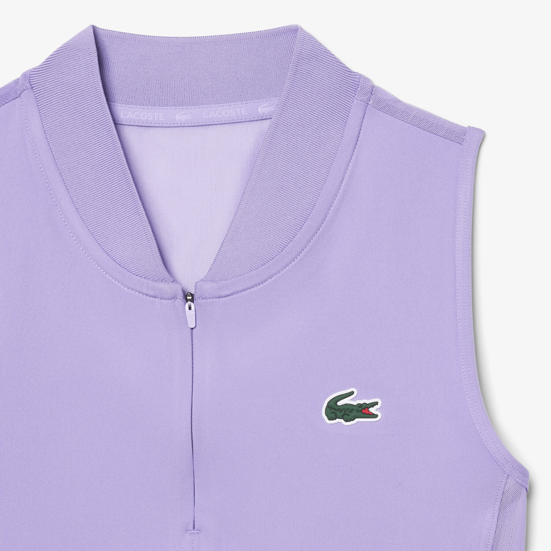 lacoste sleeveless stretch dual fabric tennis polo shirt
