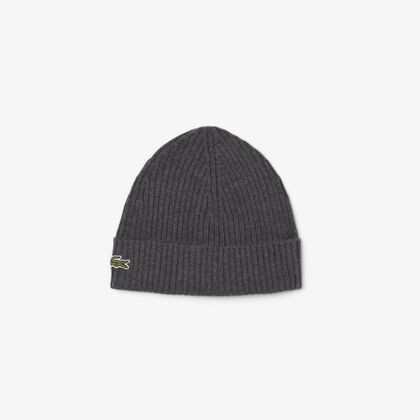 lacoste rib knit brushed wool beanie
