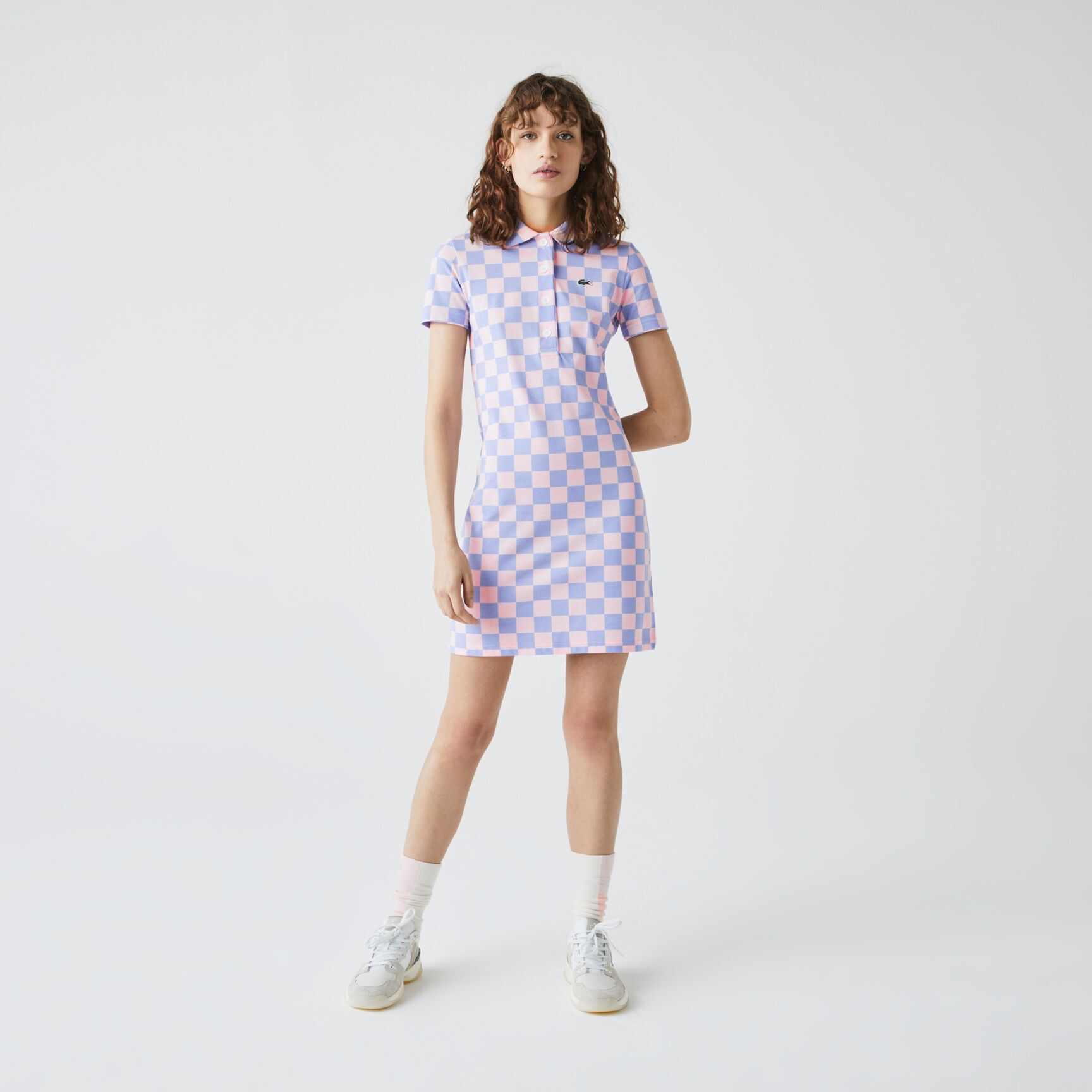 Women’s Lacoste LIVE Checkerboard Pattern Cotton Piqué Polo Dress Women’s Lacoste LIVE Checkerboard Pattern Cotton Piqué Polo Dress