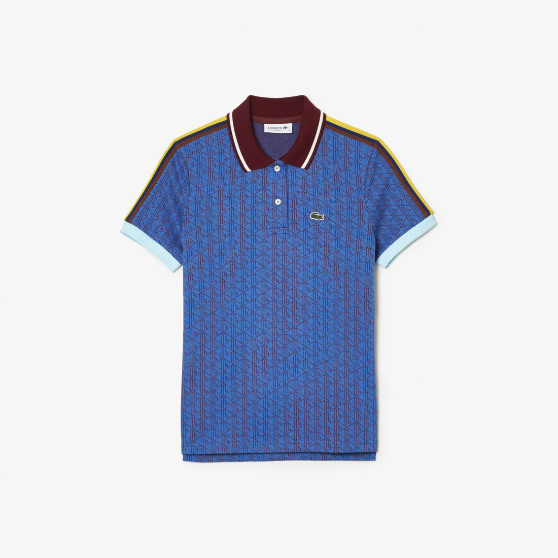 تي شيرت بولو لاكوست قطن طري بقصّة ضيقة للنساء Slim Fit Lacoste Monogram Jacquard Polo Shirt - DF0849-00-NJI
