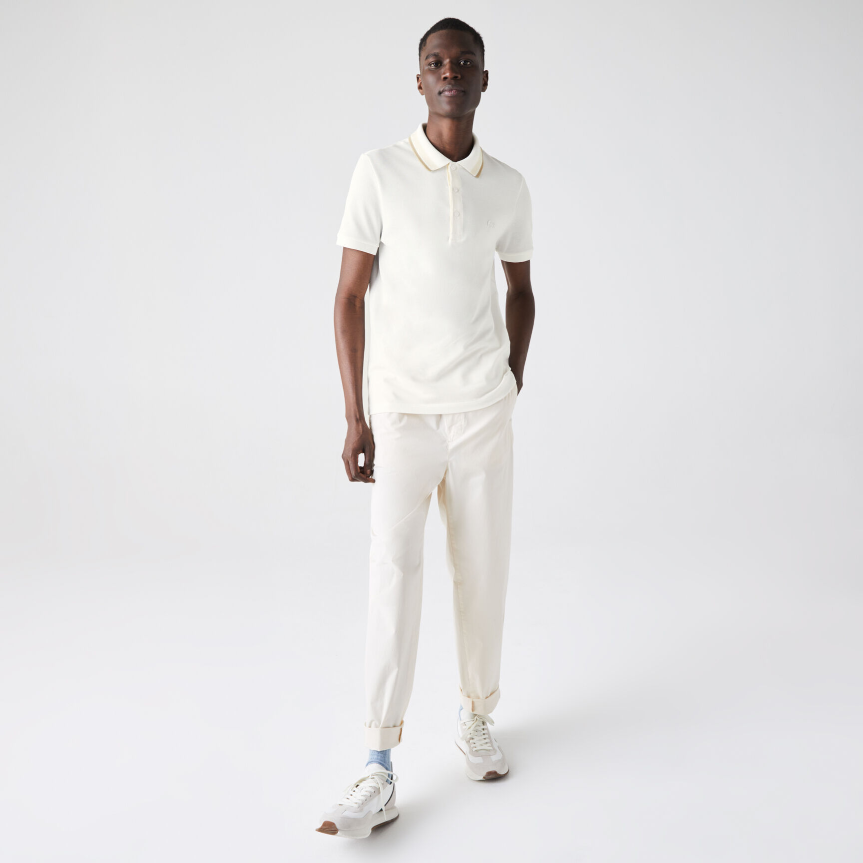 Men&rsquo;s Lacoste Slim Fit Striped Collar Cotton Piqu&eacute; Polo