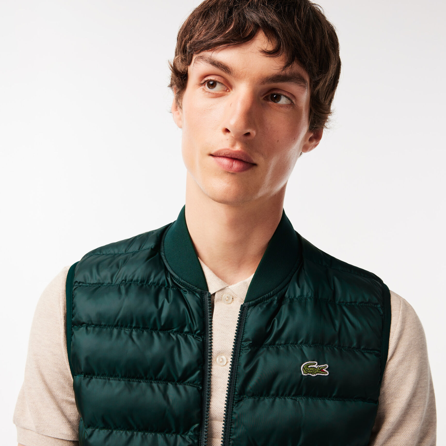 جاكيت لاكوست بنمط فيست مبطن مقاوم للماء للرجال Men's Lacoste Padded Water-Repellent Vest Jacket - BH0537-00-YZP