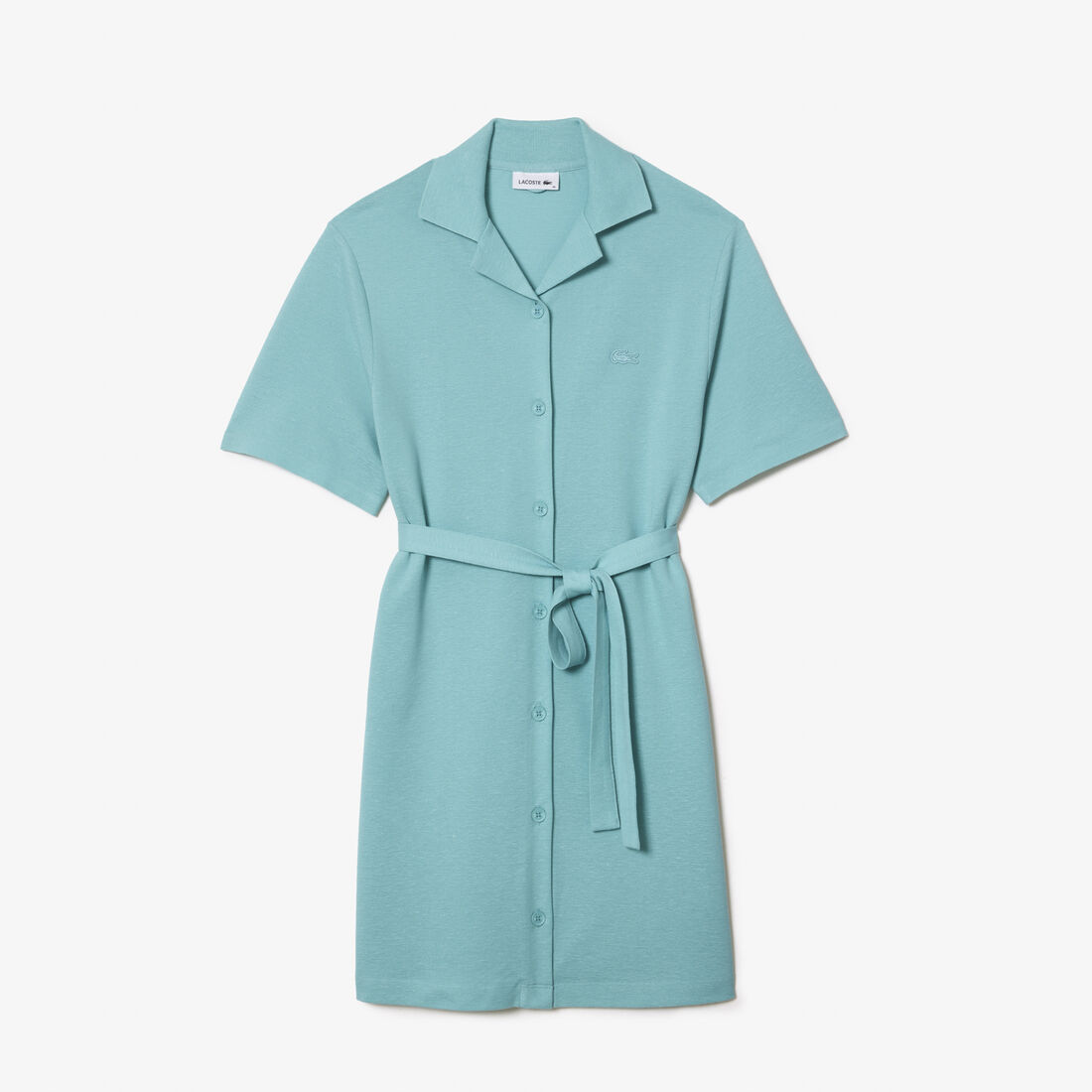 فستان لاكوست مزيج قطن وكتان بحزام وأزرار للنساء Women’s Lacoste Linen/Cotton Blend Belted Button Dress - EF7765-00-BVG