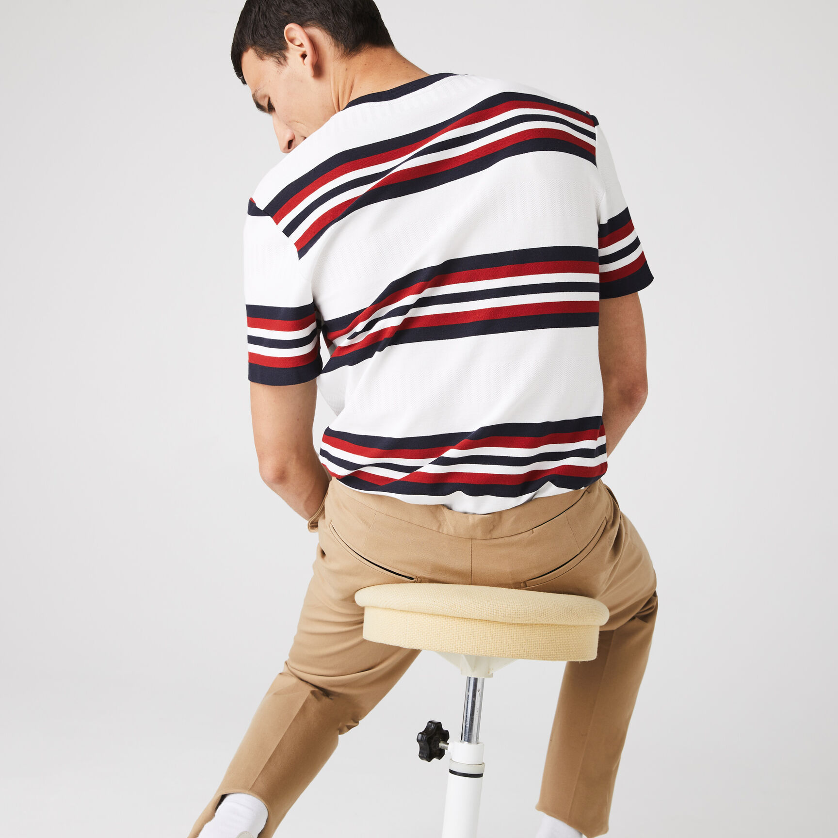 تي شيرت قطن بألوان ثلاثية من مجموعة Made in France للرجال تي شيرت قطن بألوان ثلاثية من مجموعة Made in France للرجال