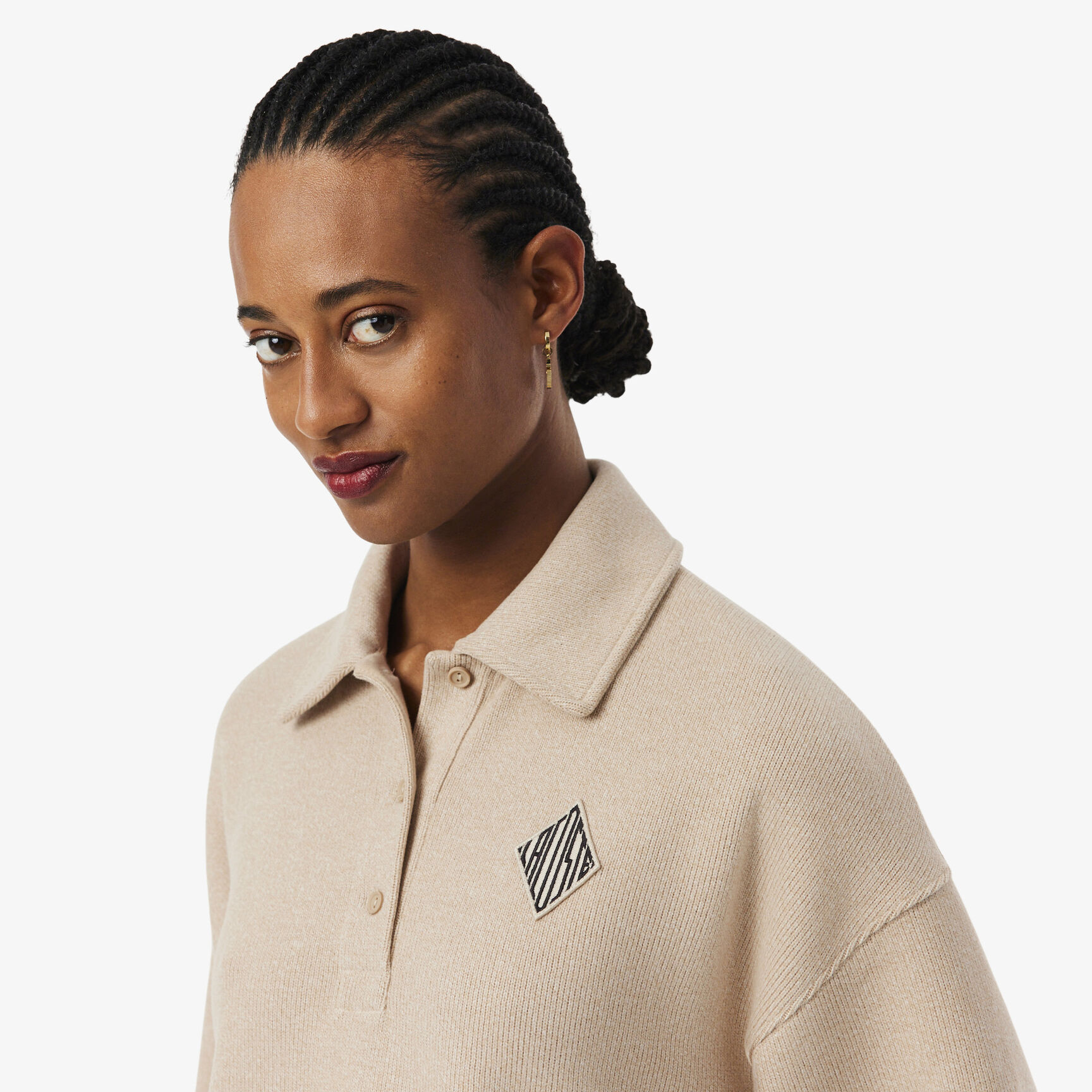 Oversized Ribbed Polo Sweatshirt Oversized Ribbed Polo Sweatshirt - SF9781-00-4KI