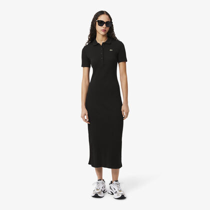 Long Ribbed Cotton Polo Dress