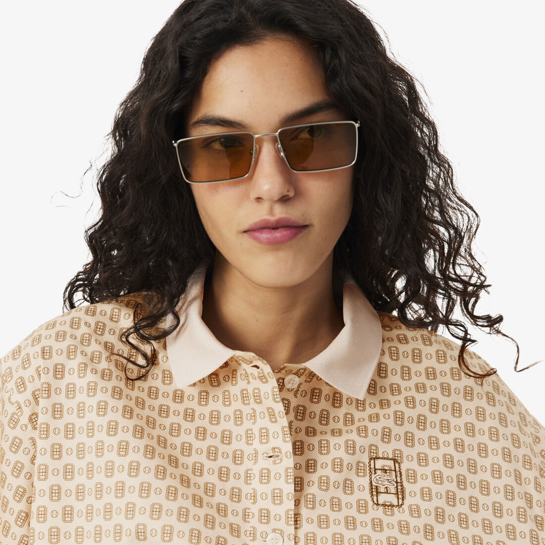 Oversized Tennis Print Polo lacoste oversized tennis print polo