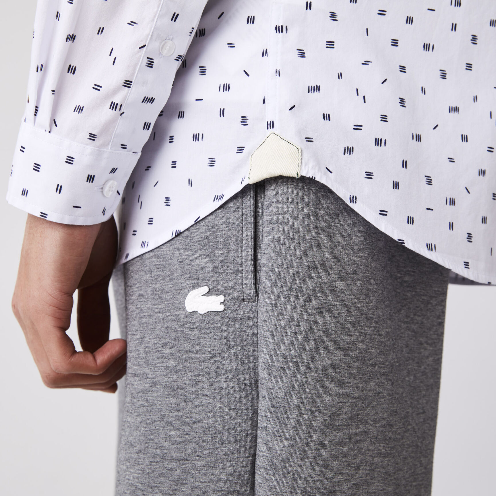 Men’s Slim Fit Finely Patterned Cotton Poplin Shirt