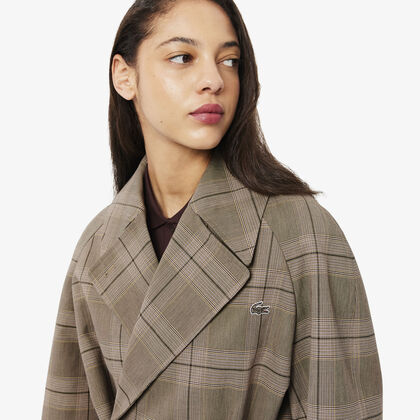 Water-Repellent Plaid Wrap Coat Water-repellent Plaid Wrap Coat