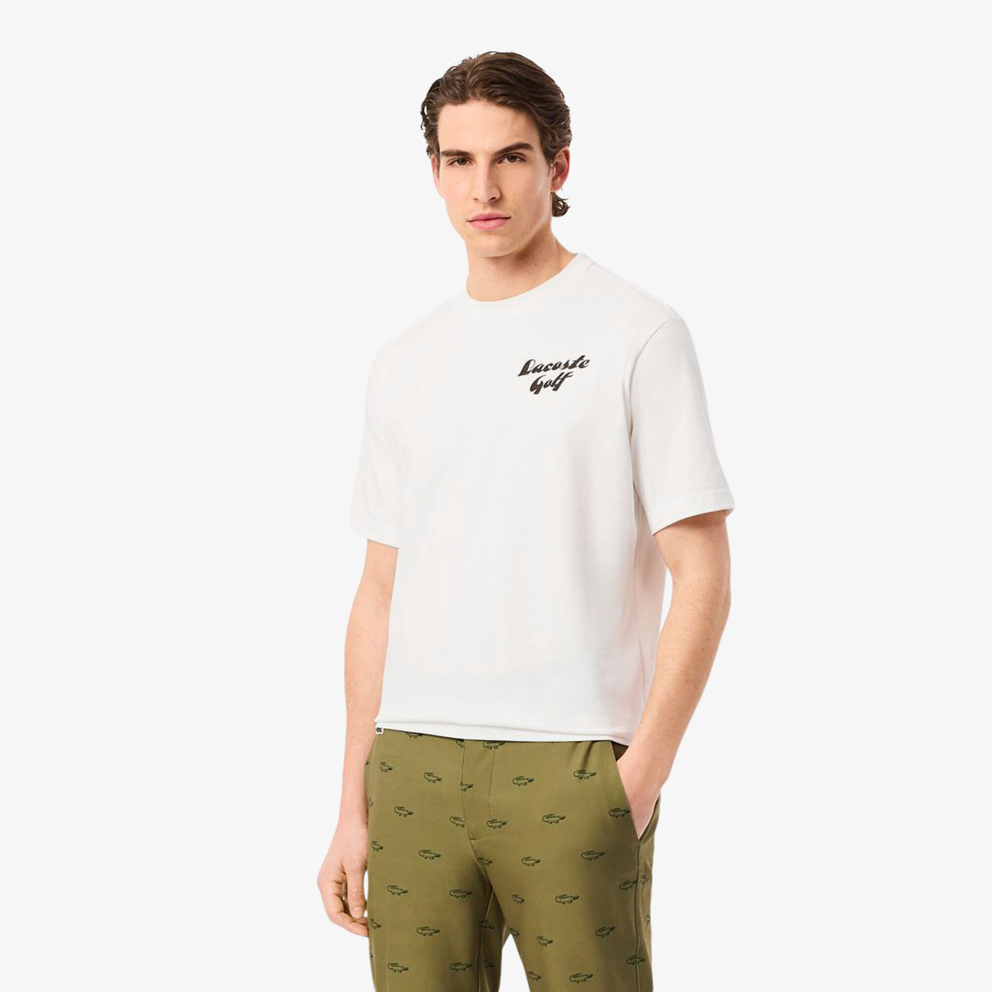 Relaxed Fit Printed Golf T-shirt, White | LACOSTE UAE