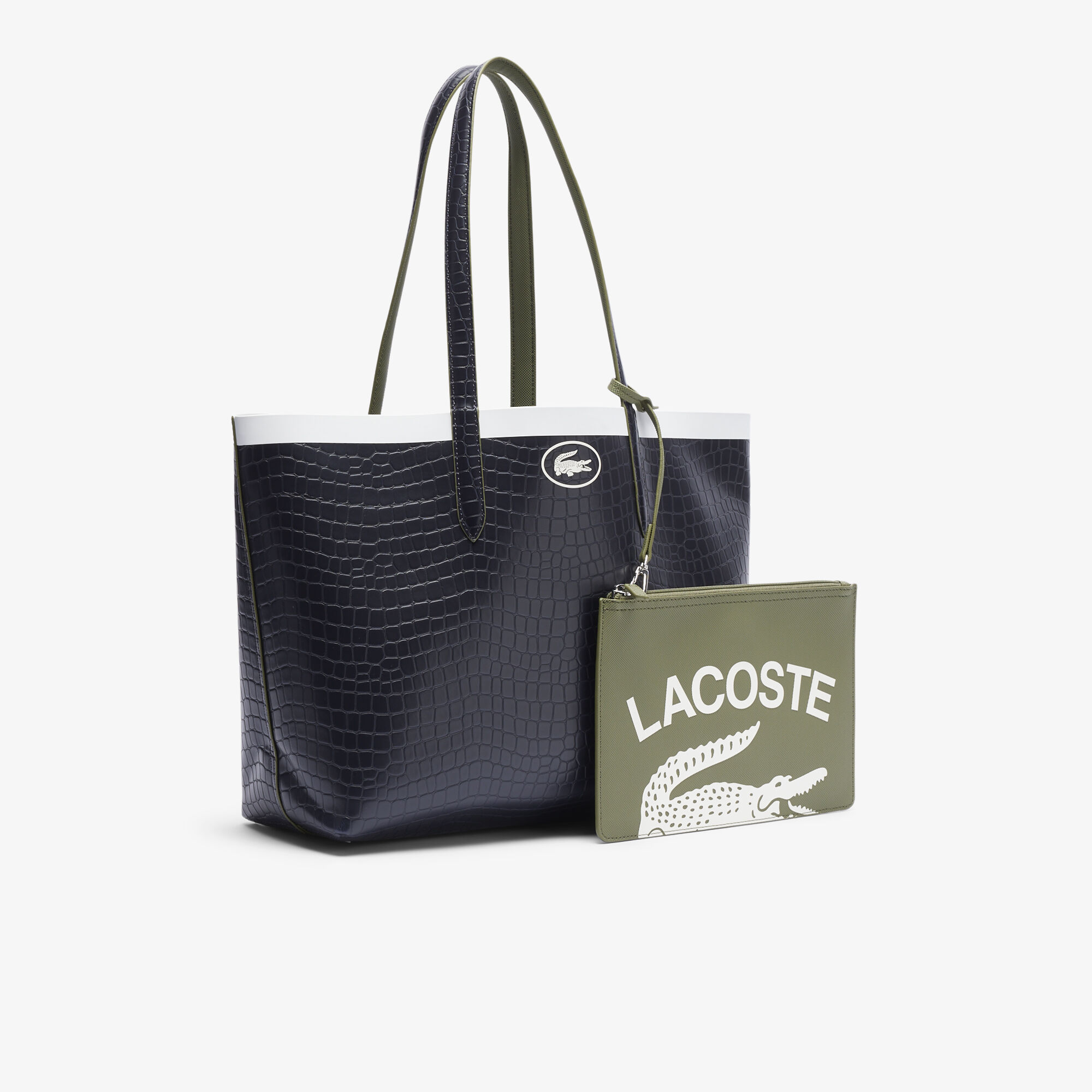 Anna Reversible Zipped Tote, Green | LACOSTE UAE