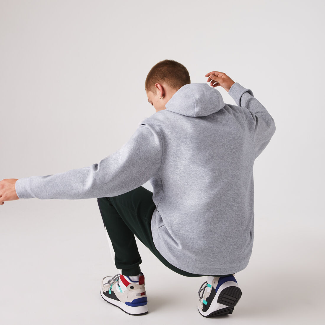 سترة بغطاء رأس وسحاب مع علامة Lacoste التجارية وشارة للرجال سترة بغطاء رأس وسحاب مع علامة Lacoste التجارية وشارة للرجال