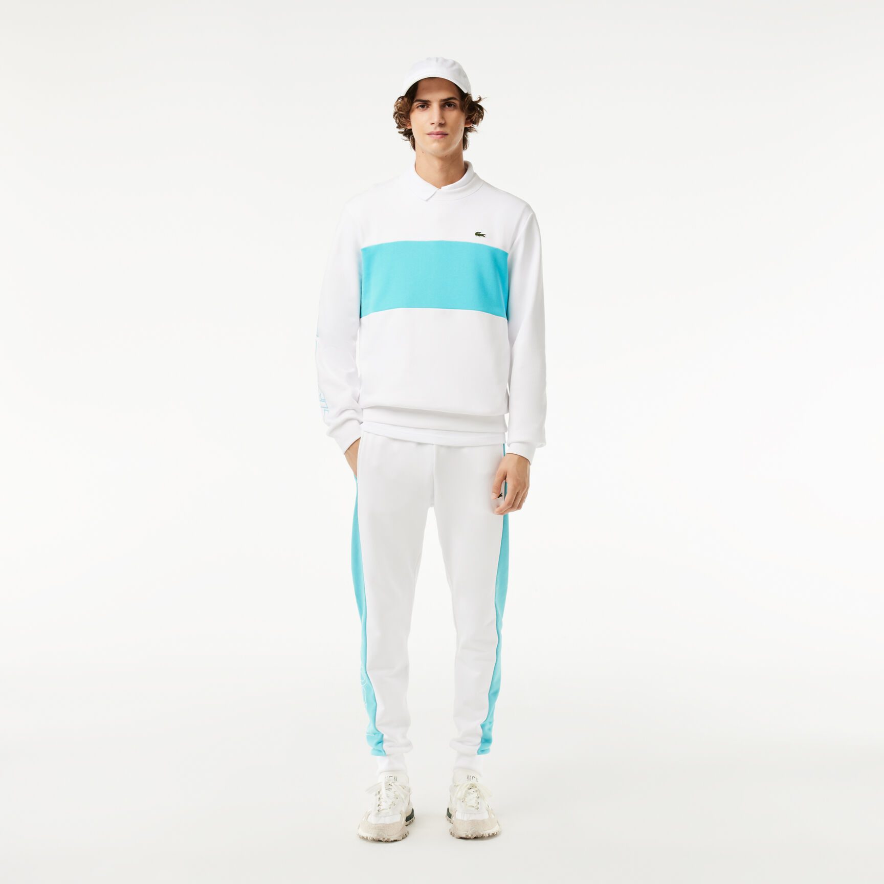 سويت شيرت قطن بوجهين مُطرز Classic Fit 3D Print Colourblock Jogger Sweatshirt - SH1433-00-RI6
