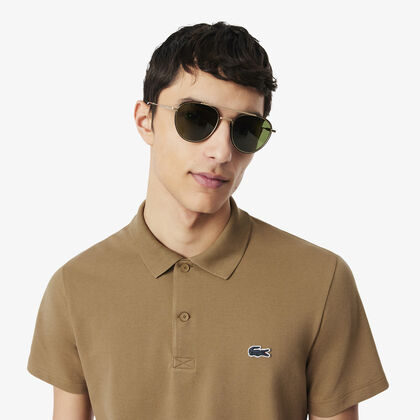 lacoste regular fit cotton blend polo shirt