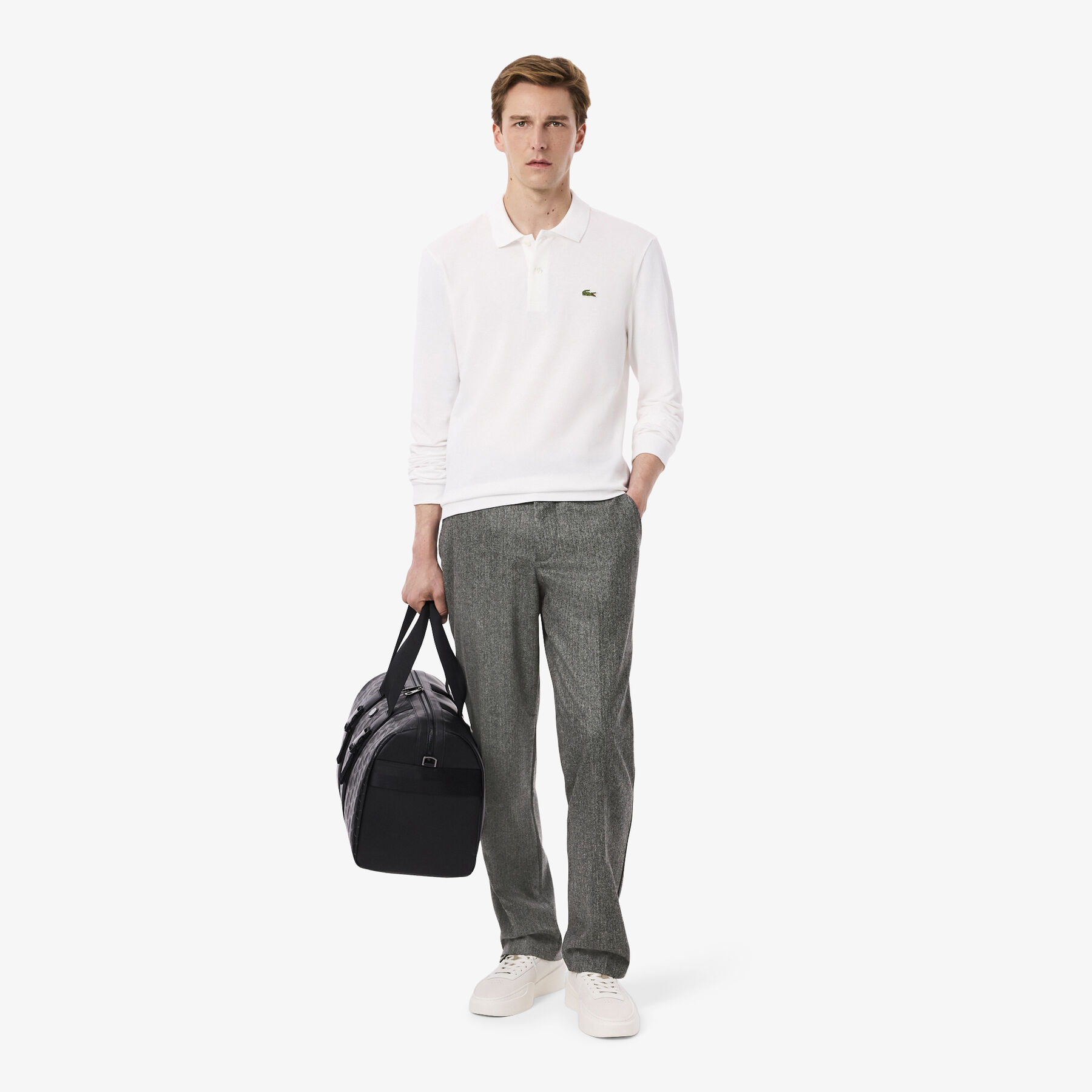 بنطال صوف شيفرون بقصّة مستقيمة Straight Fit Chevron Wool Pants - HH5728-00-UWC