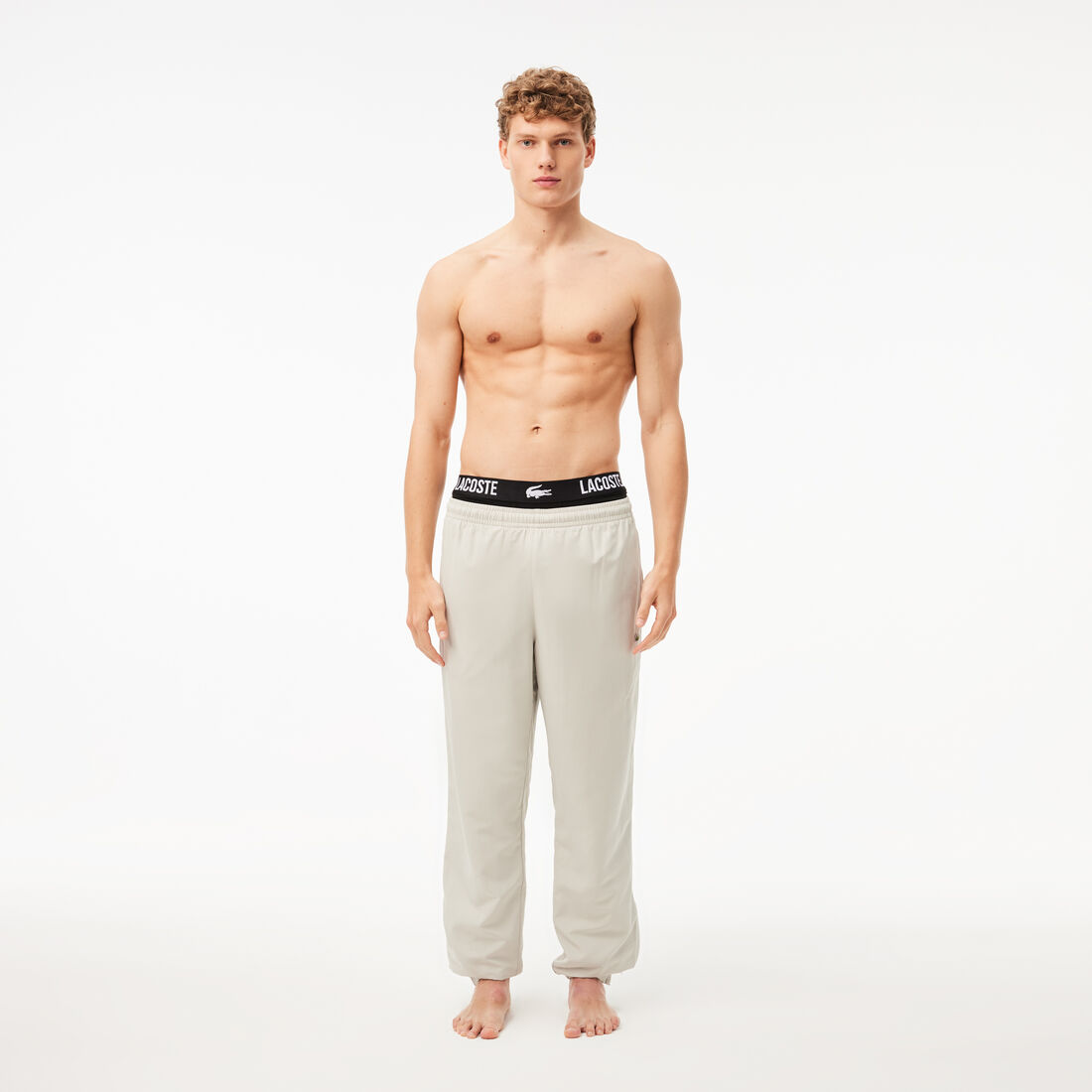 طقم بوكسر لاكوست جيرسيه بشعار الماركة للرجال، 3 قطع Men's Lacoste Branded Jersey Trunk Three-Pack - 5H3321-00-TR2