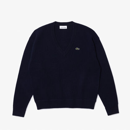 Relaxed Fit Carded Wool Moss Stitch Sweater
