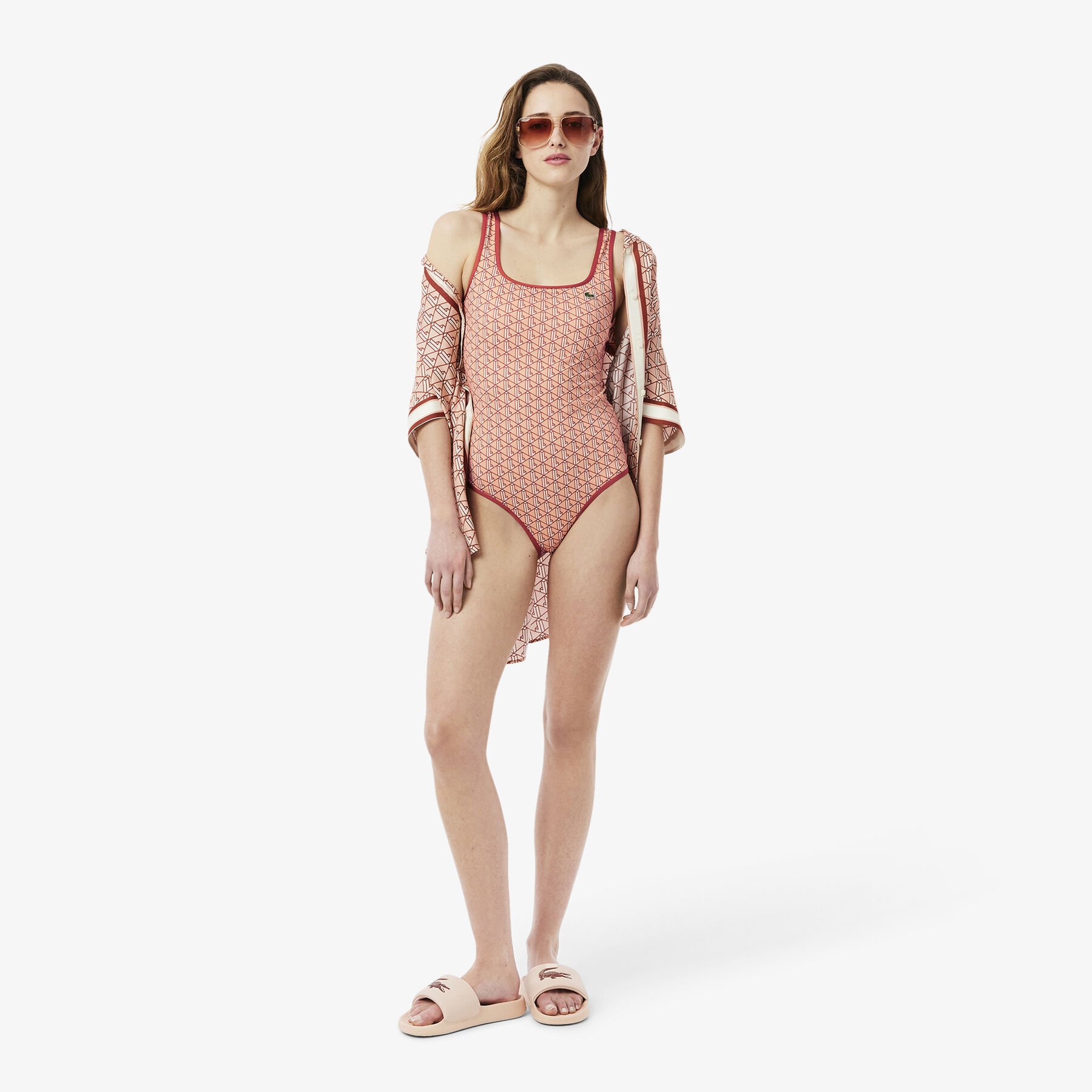 Printed One Piece Swimsuit lacoste printed one piece swimsuit