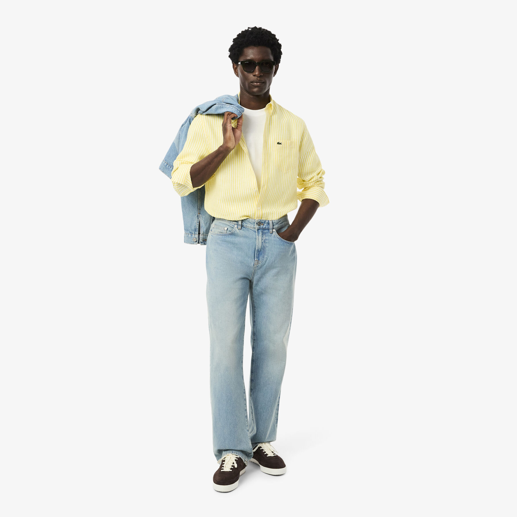 Regular Fit Striped Linen Shirt lacoste regular fit striped linen shirt