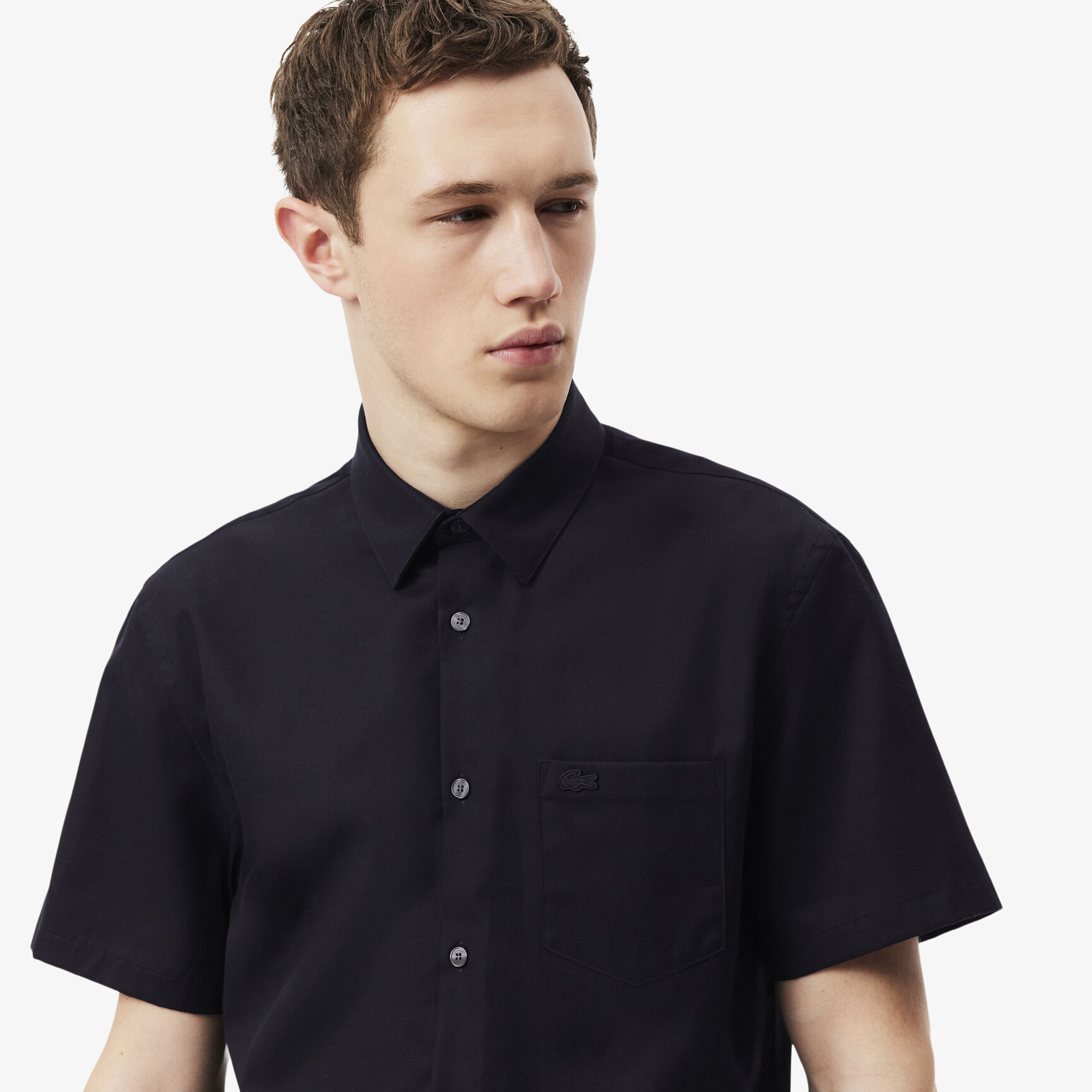 Regular Fit Short Sleeved Cotton Shirt Men's Regular Fit Solid Cotton Shirt - CH8528-00-HDE