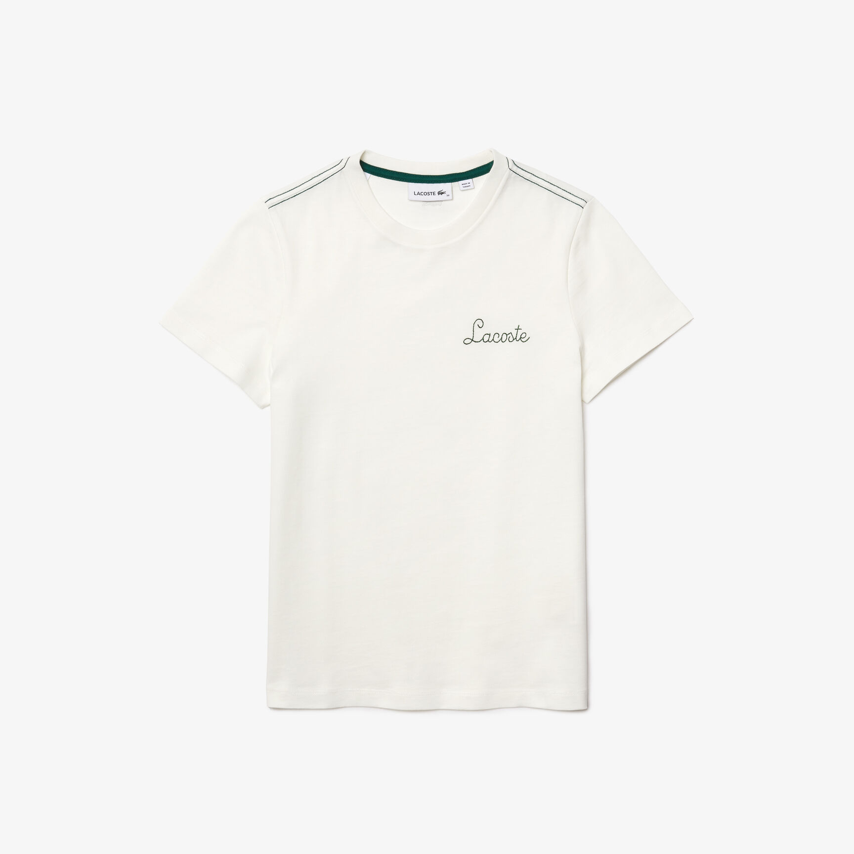 تيشيرت نسائي قطني مطرز بياقة دائرية تيشيرت نسائي قطني مطرز بياقة دائرية