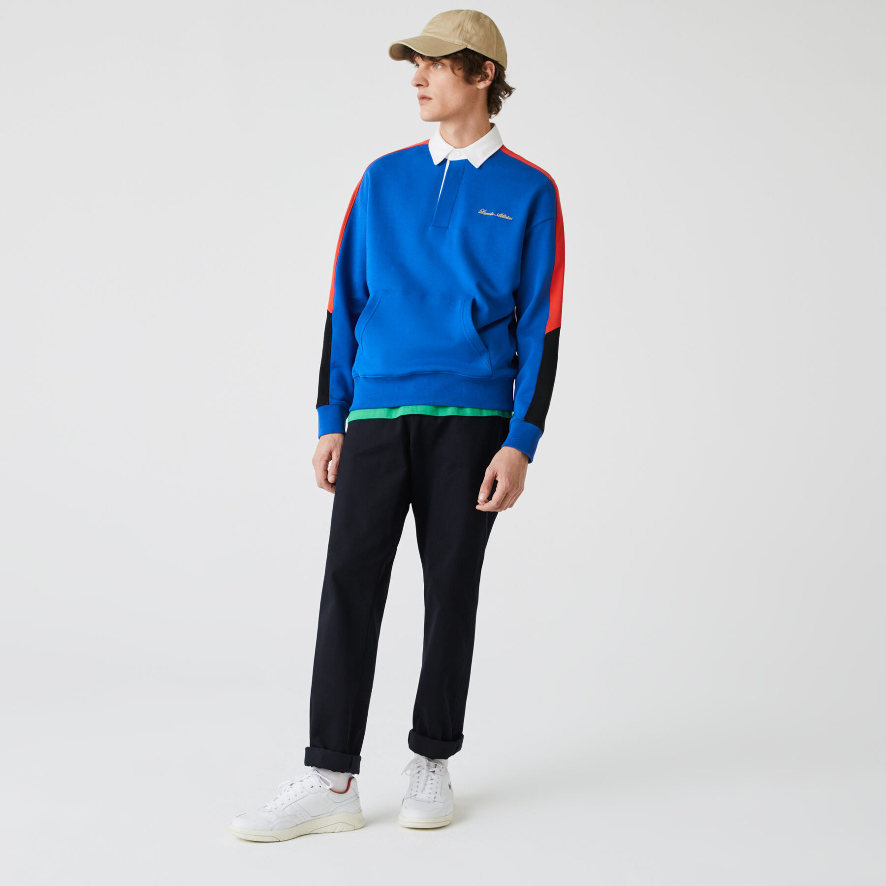سويت شيرت بولو صوف مع كتل لونية مجموعة Lacoste LIVE للرجال لاكوست سويت شيرت بولو صوف مع كتل لونية مجموعة lacoste live للرجال